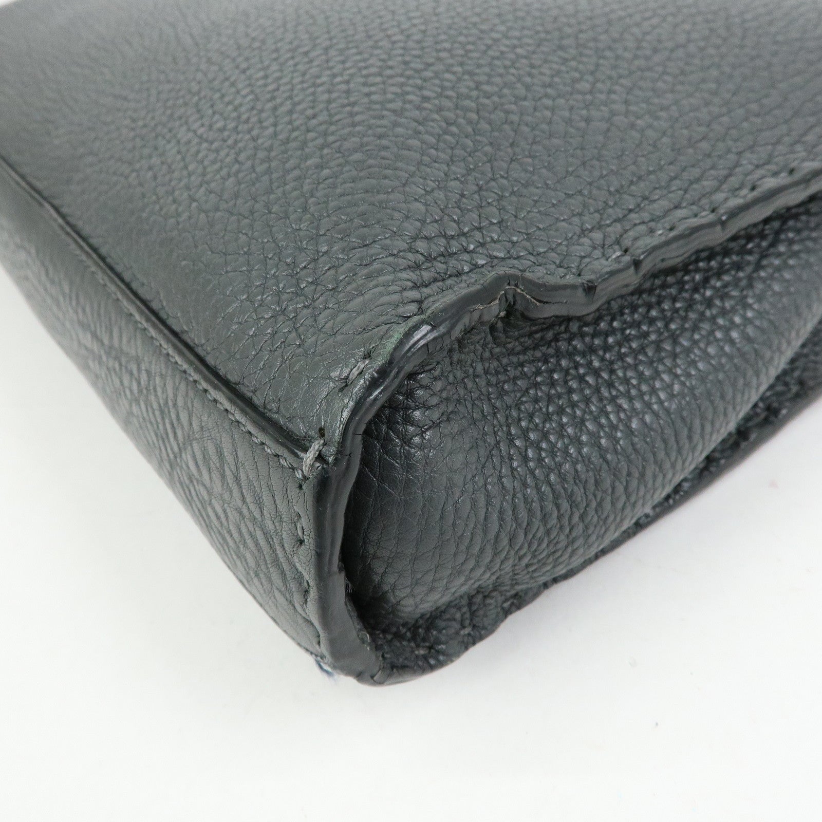 FENDI Selleria Peekaboo Leather 2Way Bag Hand Bag Gray 7VA406