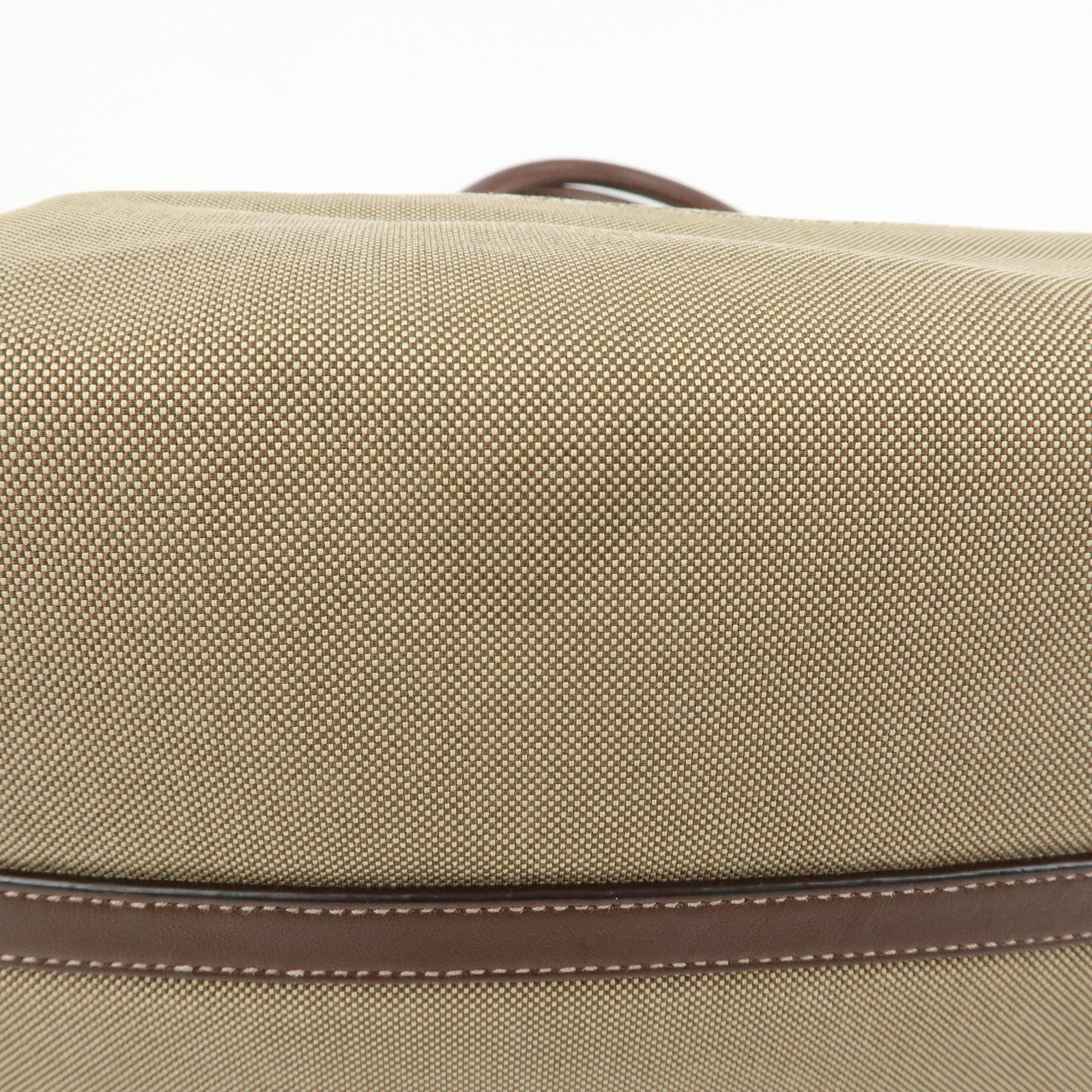 PRADA Triangle Logo Jacquard Leather Tote Bag Beige Brown 1BG158
