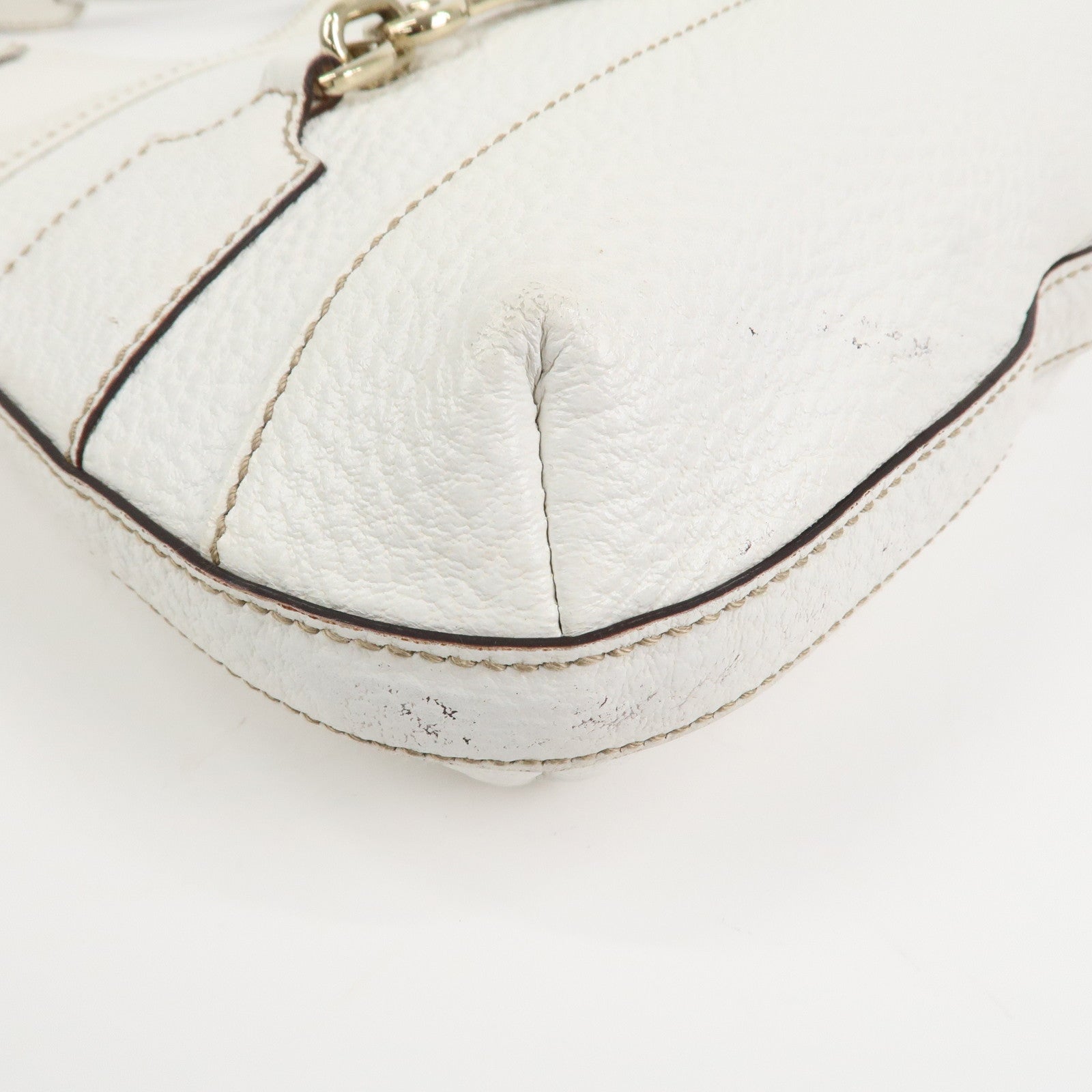 GUCCI Horsebit Leather Shoulder Bag Hand Bag White 137388