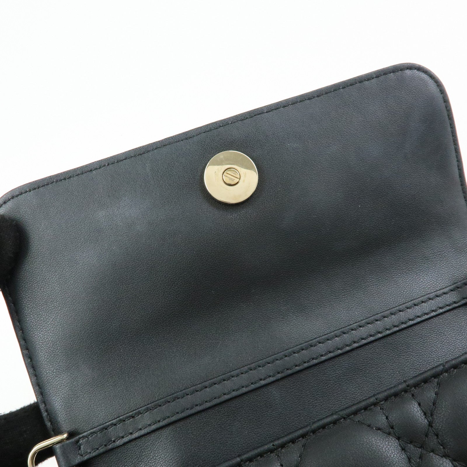 Christian Dior Canage My Dior Lamb Skin Dior Talk Phone Bag Black