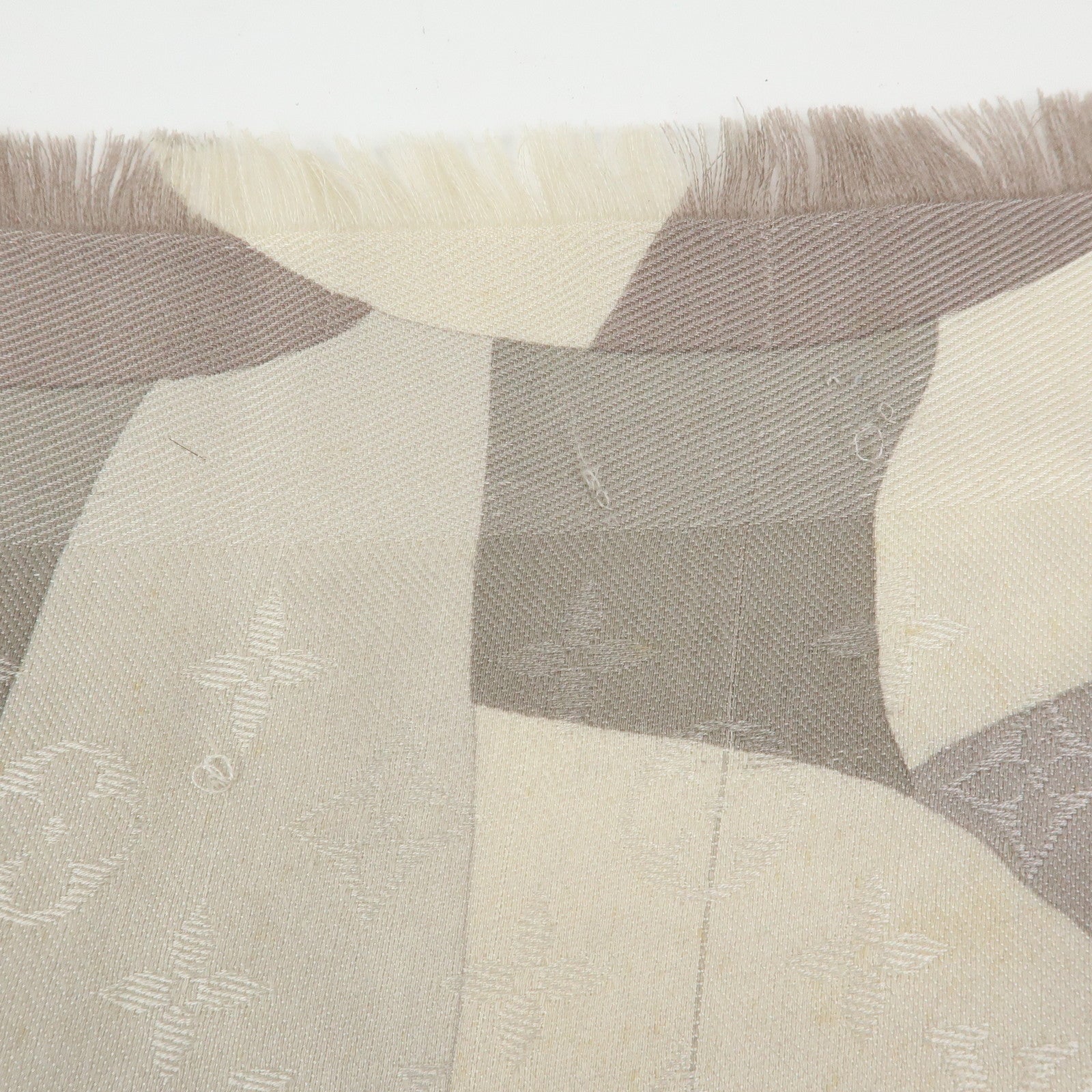 Louis Vuitton Monogram Silk Wool Shawl Scarf Camouflage Gray M75397