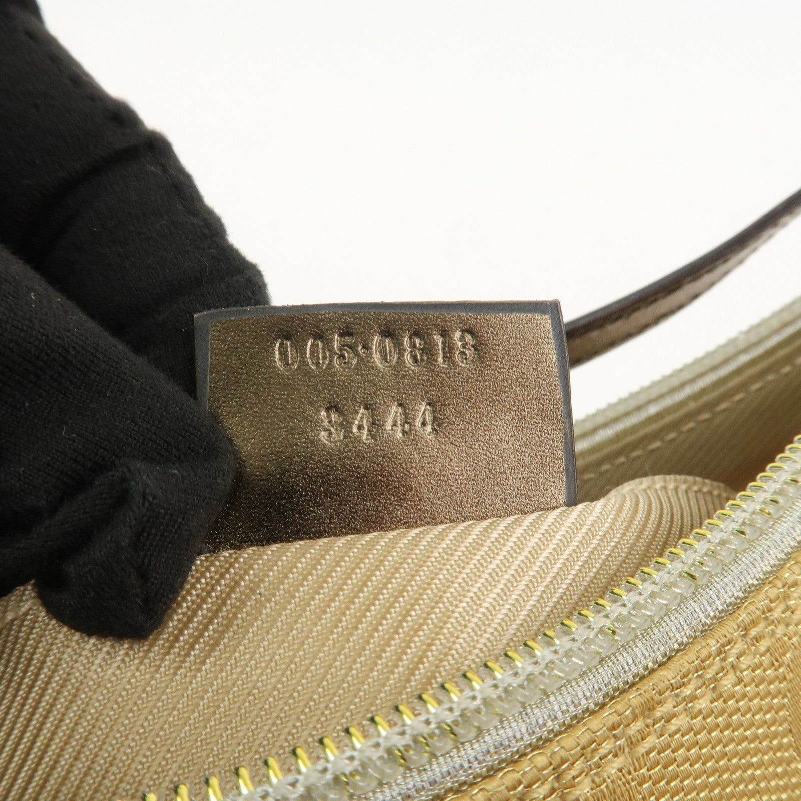 GUCCI GG Canvas Leather Shoulder Bag Hand Bag Gold 005・0813