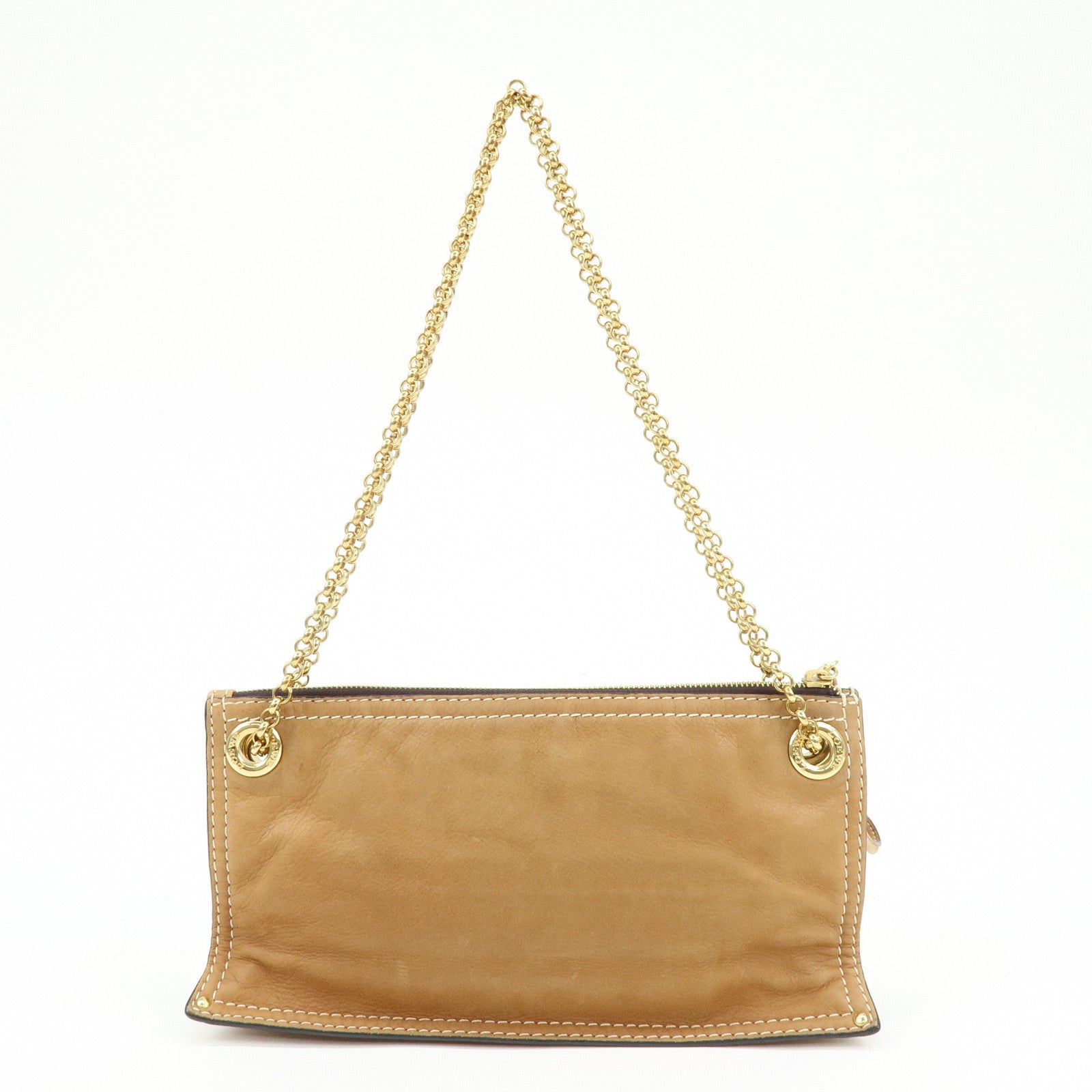 LOEWE Logo Leather Chain Shoulder Bag Crossbody Bag Brown