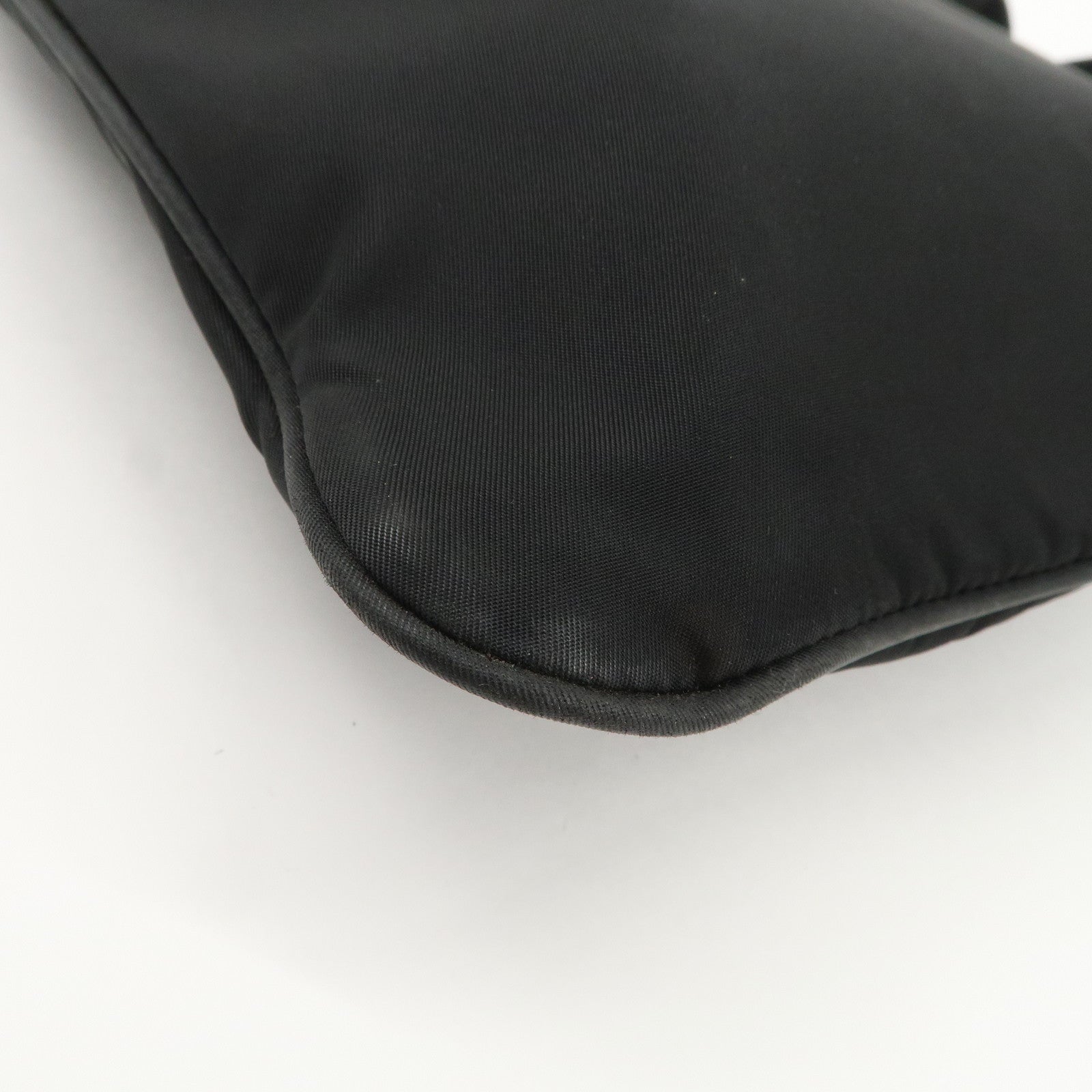 PRADA Triangle Logo Nylon Patent Leather Shoulder Bag Black Used