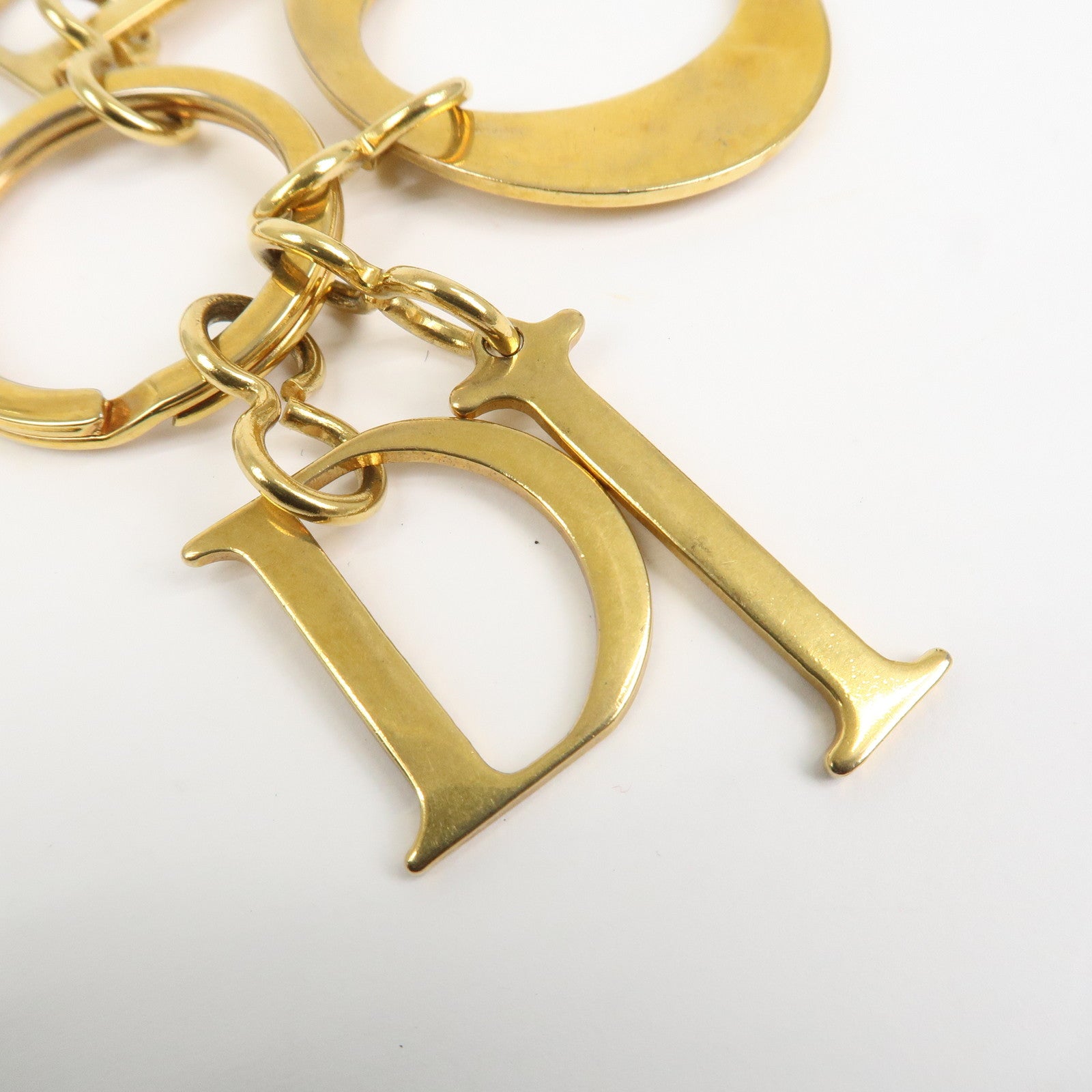 Christian Dior Logo Metal Bag Charm Key Chain Gold