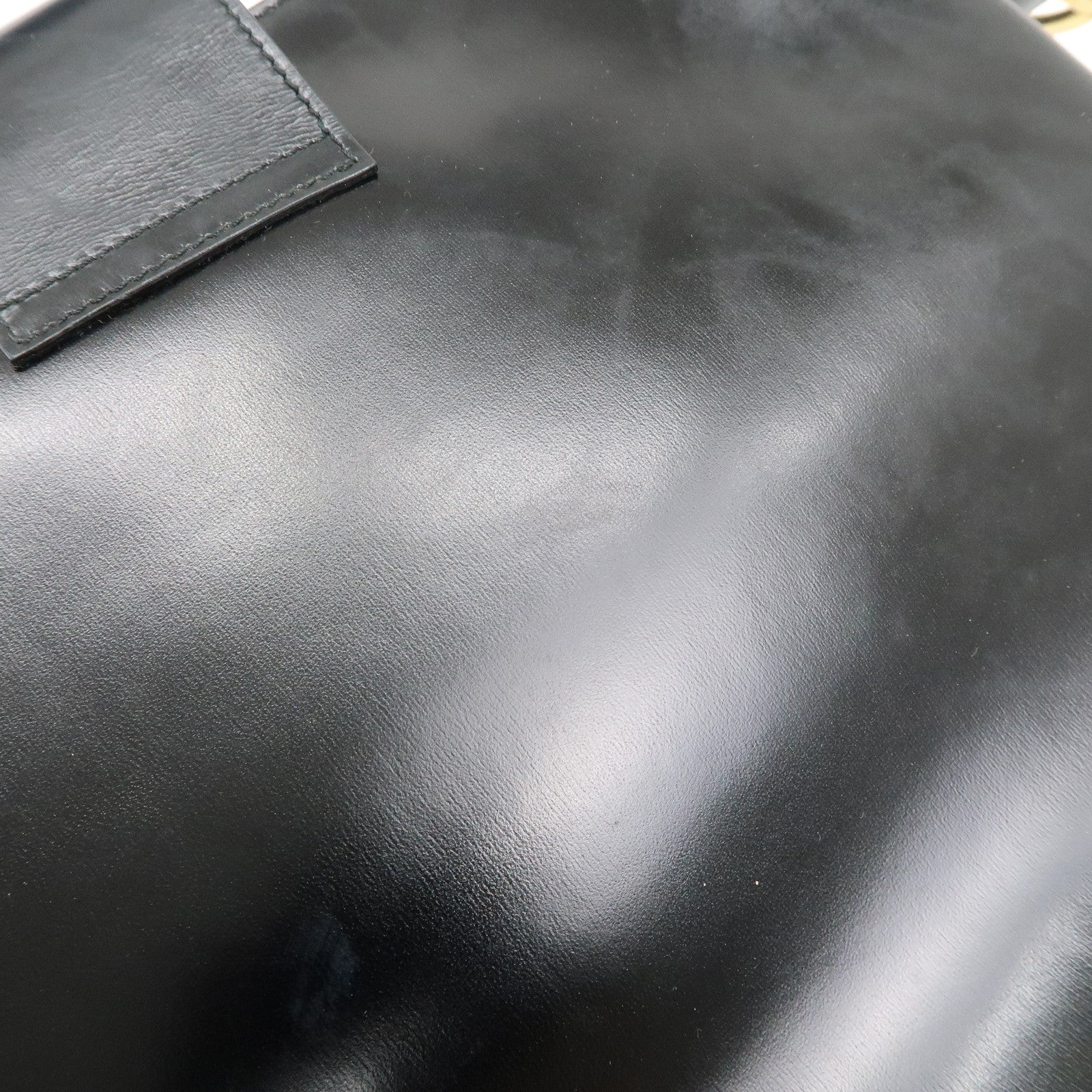 Ferragamo Gancini Leather Shoulder Bag Hand Bag Black Gold HDW