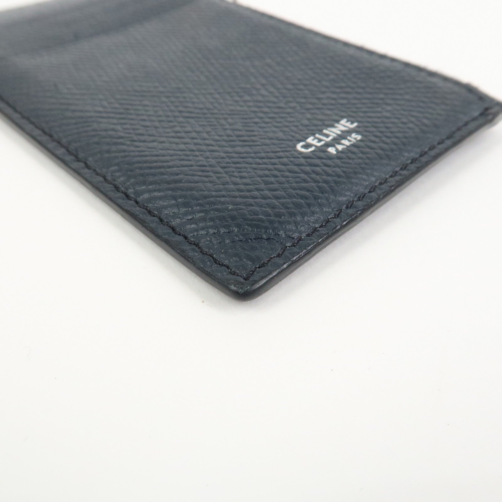 CELINE Logo Leather Card Case Card Holder FragmentツCase Dark Navy