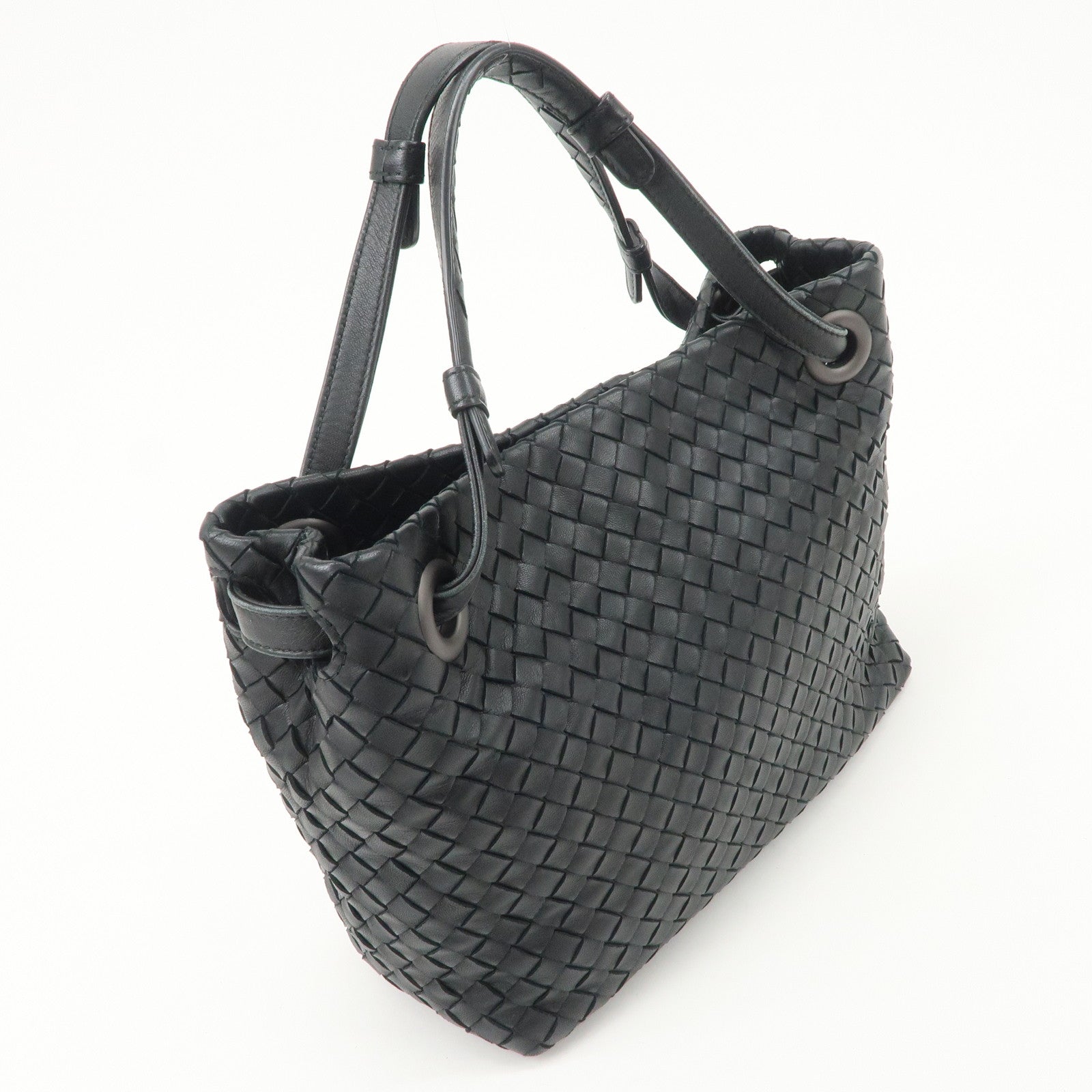 BOTTEGA VENETA Intrecciato Leather Garda Bag Hand Bag Black 405071