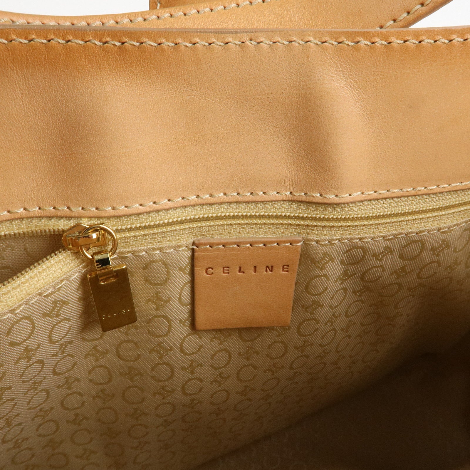 CELINE C Macadam Leather Shouler Bag Hand Bag Beige