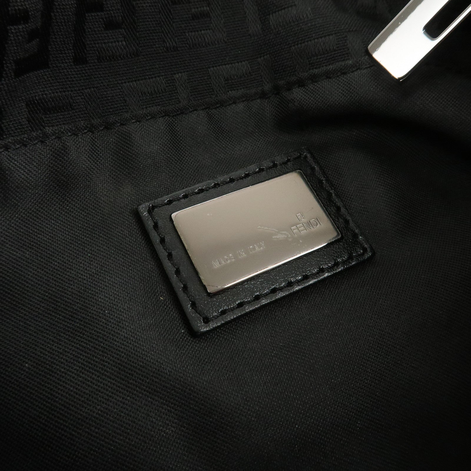 FENDI Zucchino Canvas Leather Hand Bag Tote Bag Dark Brown 8BH132