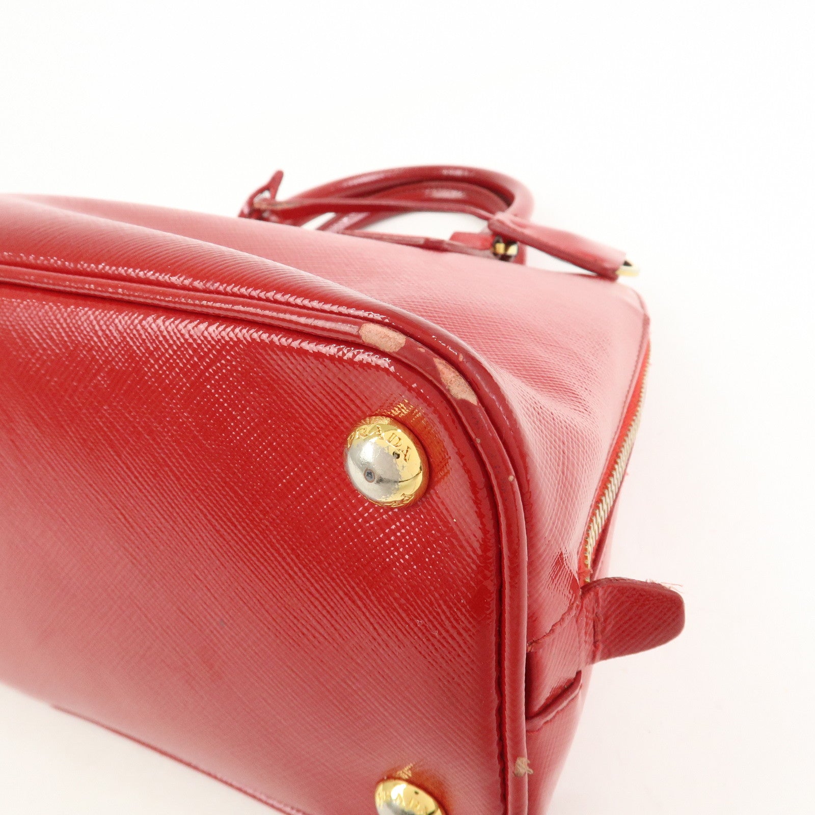 PRADA Promenade Small Leather 2Way Hand Shoulder Bag Red BL0838