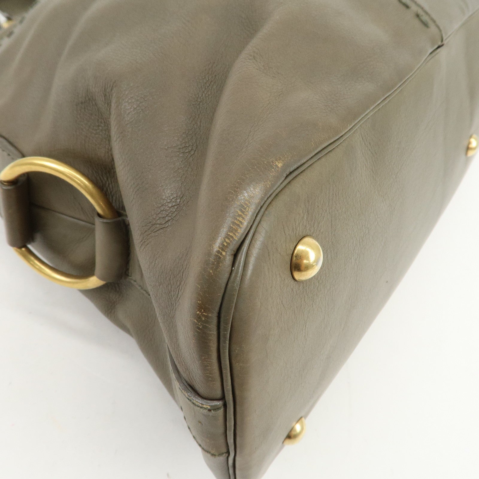 SAINT LAURENT PARIS Muse Leather Shoulder Bag Khaki 156464