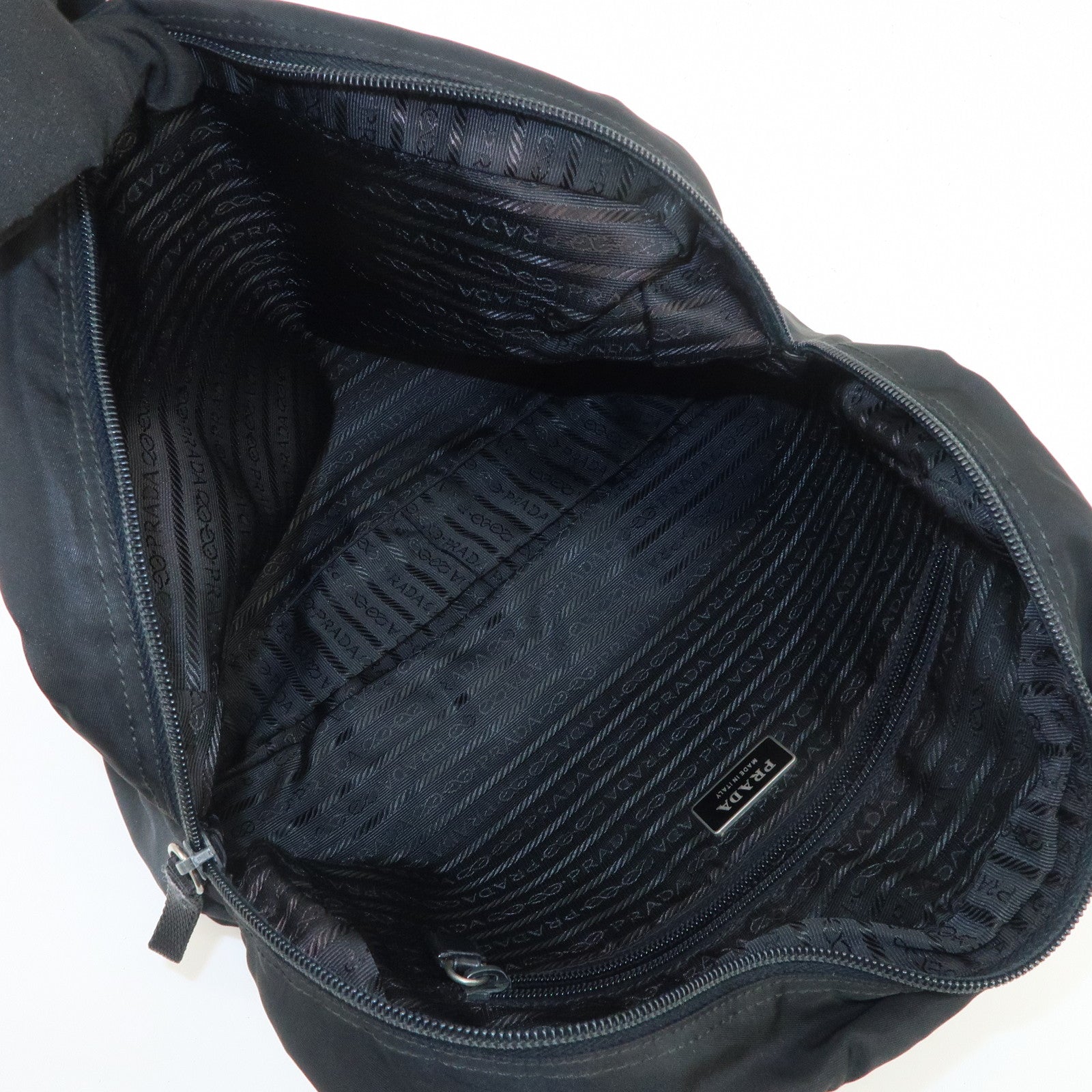 PRADA Triangle Logo Nylon Tote Bag Shoulder Bag Hand Bag Black