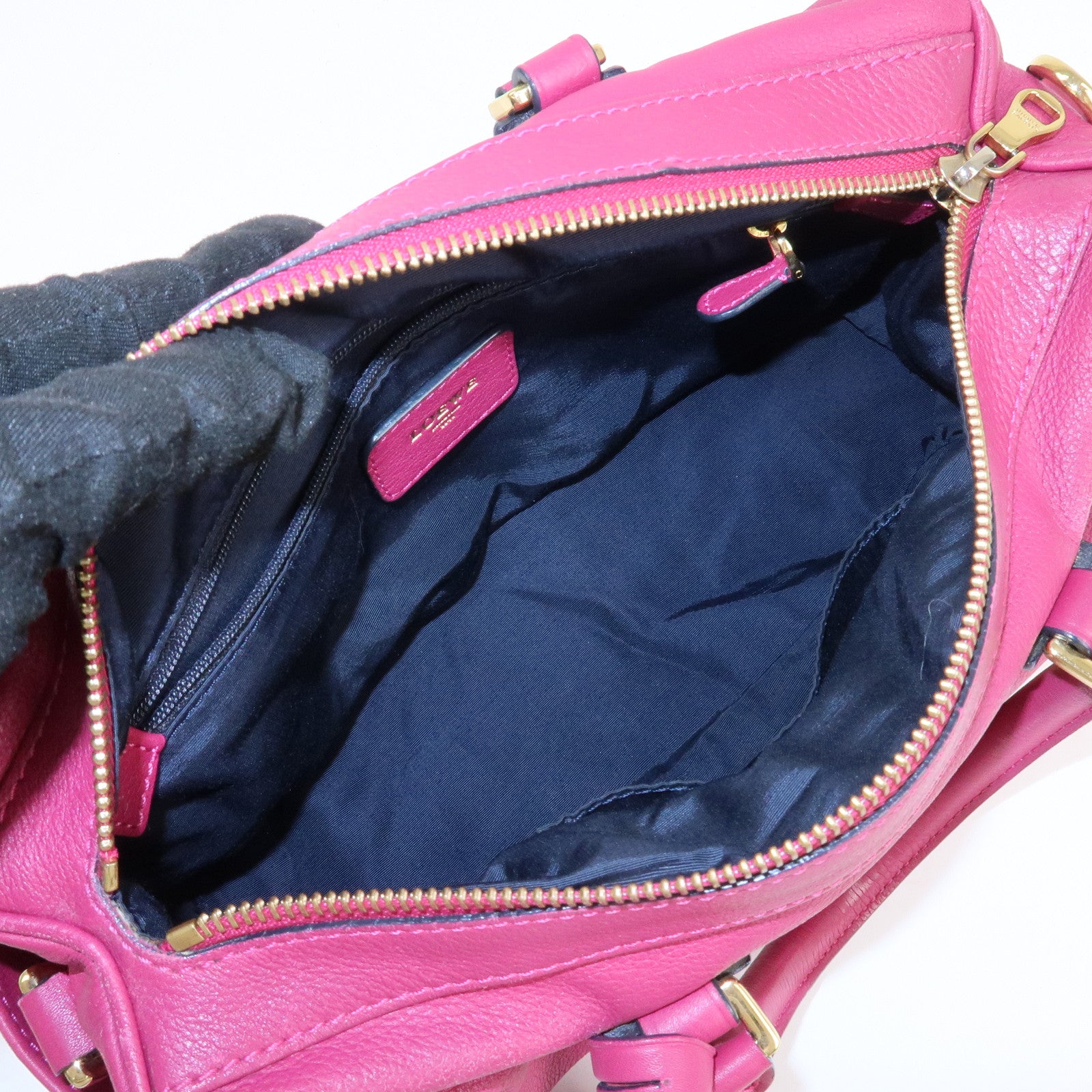 LOEWE Anagram Leather 2WAY Hand Bag Shoulder Bag Hot Pink Used