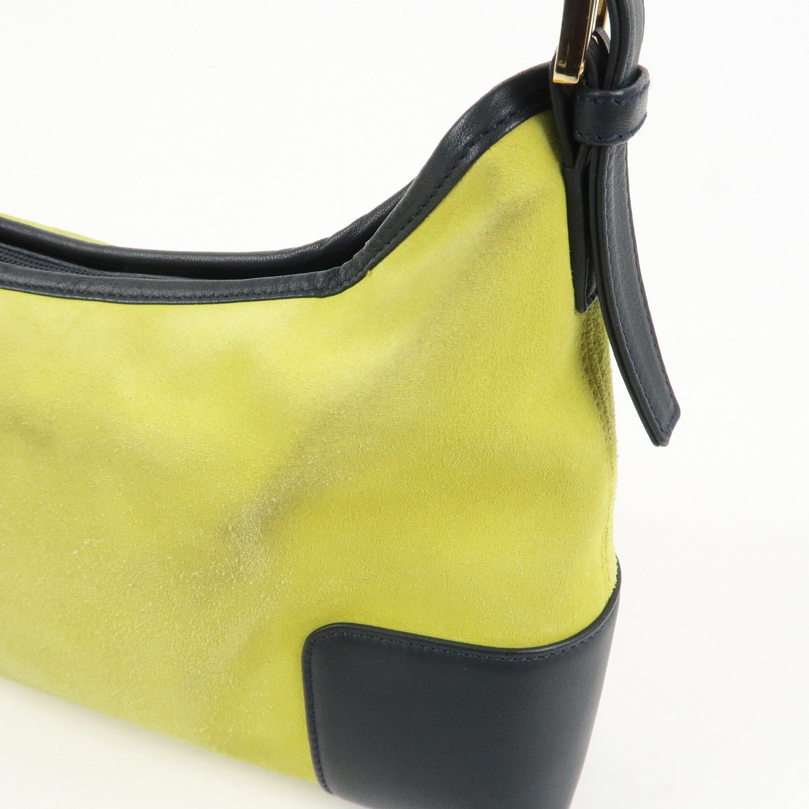 LOEWE Anagram Suede Leather Shoulder Bag Hand Bag Light Green Navy