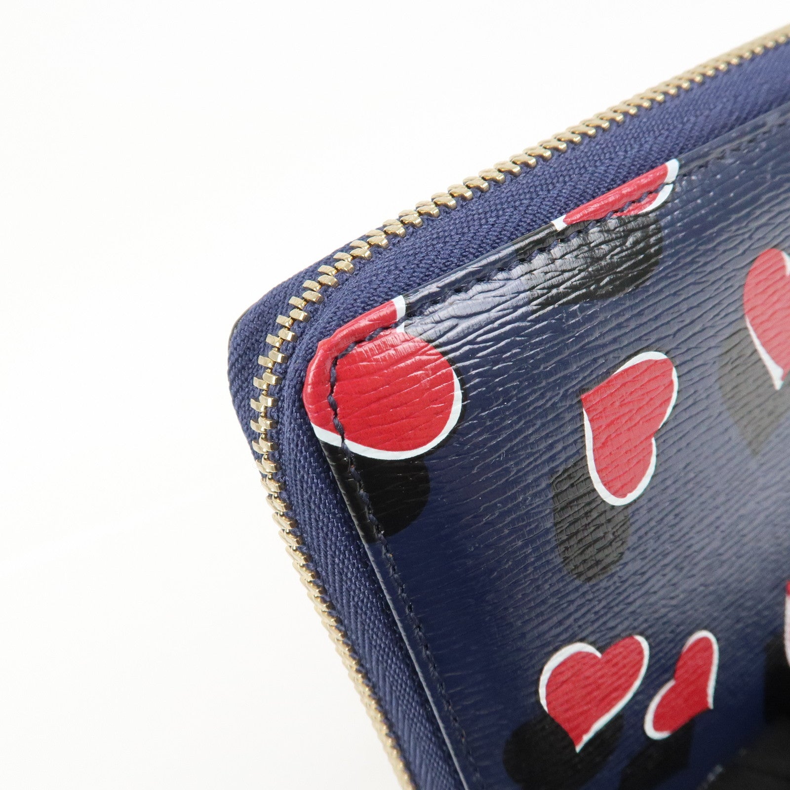 GUCCI Interlocking G Round Zippy Long Wallet Heart Navy 309705