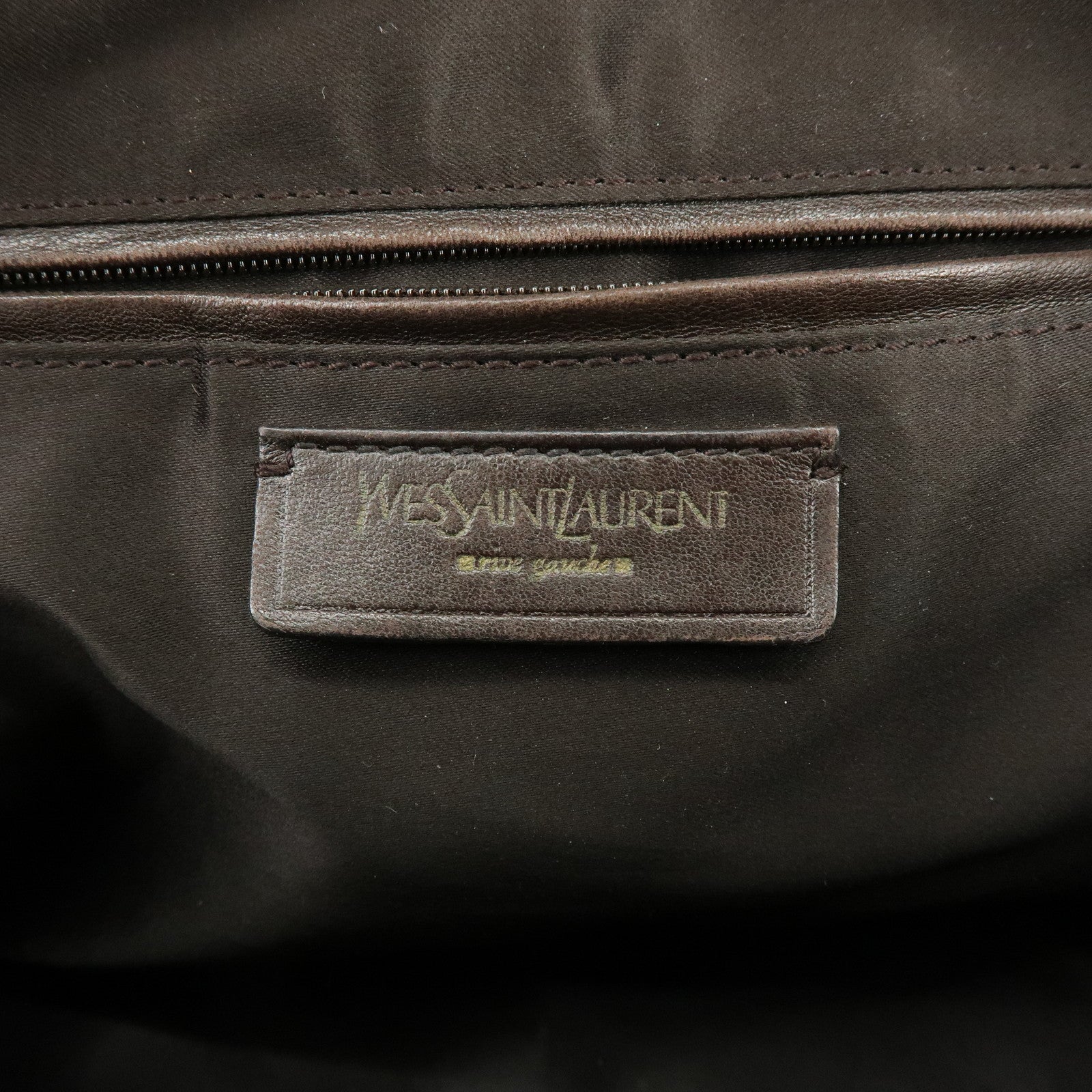 SAINT LAURENT PARIS Muse Leather Hand Bag Dark Brown 156465