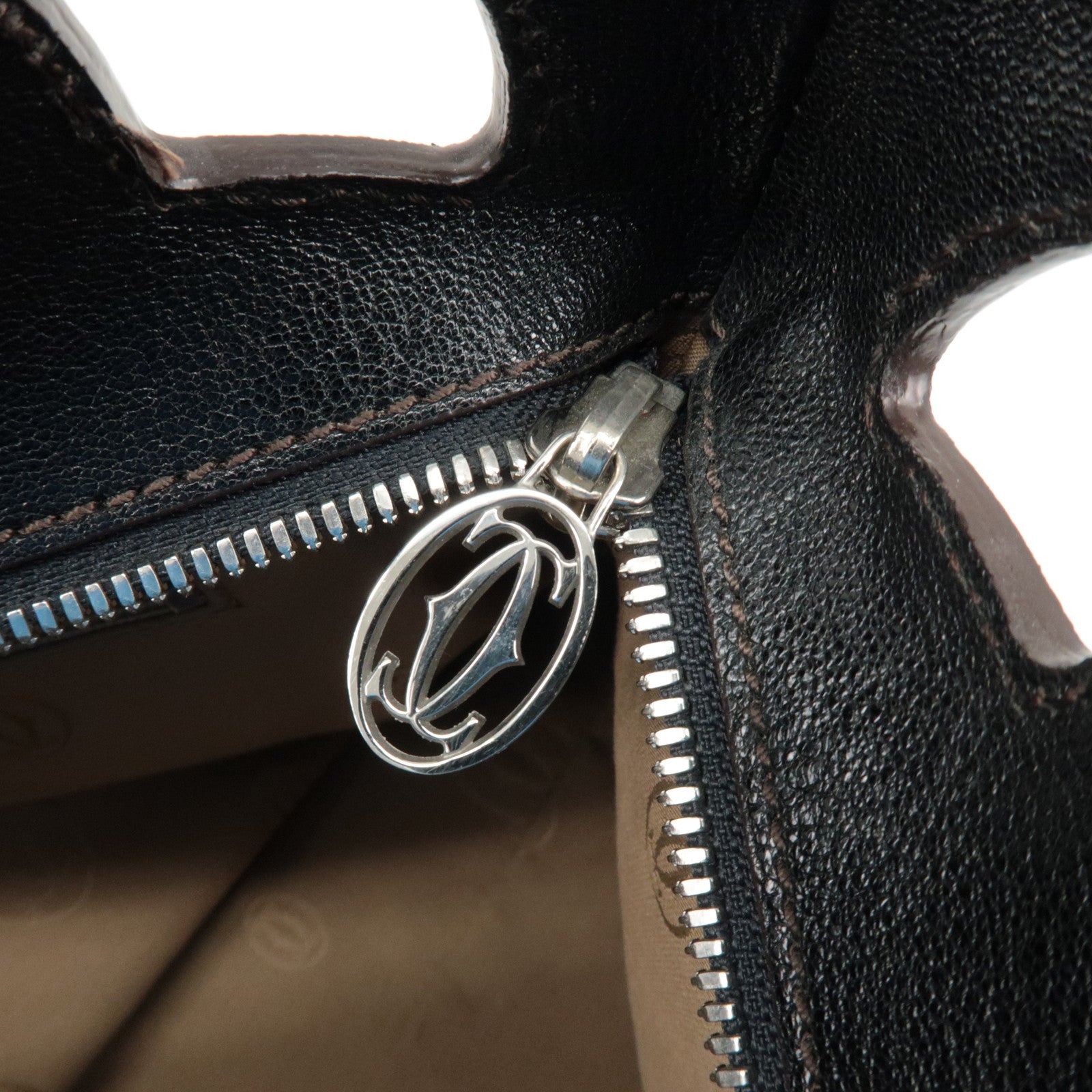 Cartier Must Line Leather Marcello Hand Bag Black Used