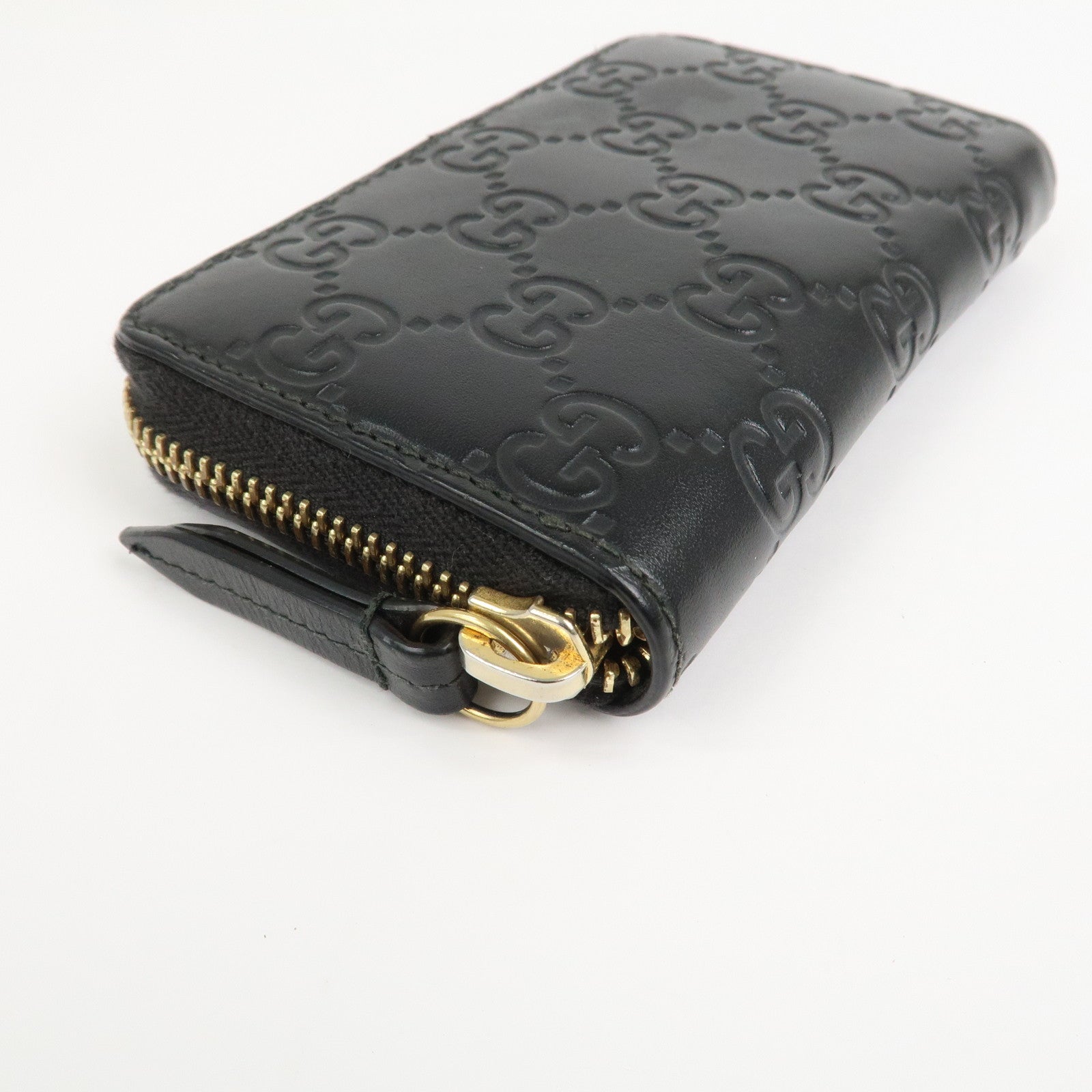 GUCCI Guccissima Leather Card Case Card Holder Black 447939