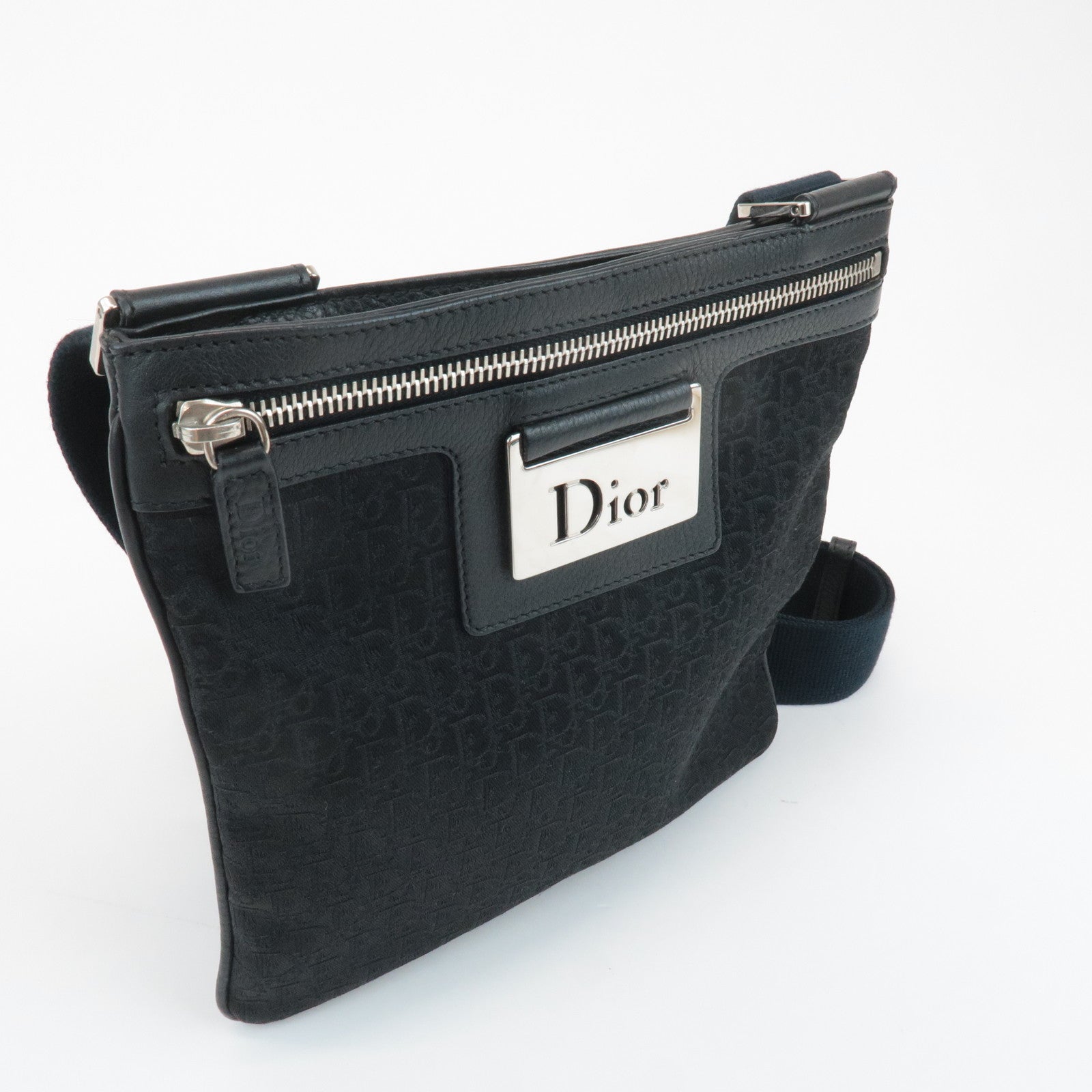 Christian Dior Trotter Street Chic Leather Canvas Shoulder Bag Used