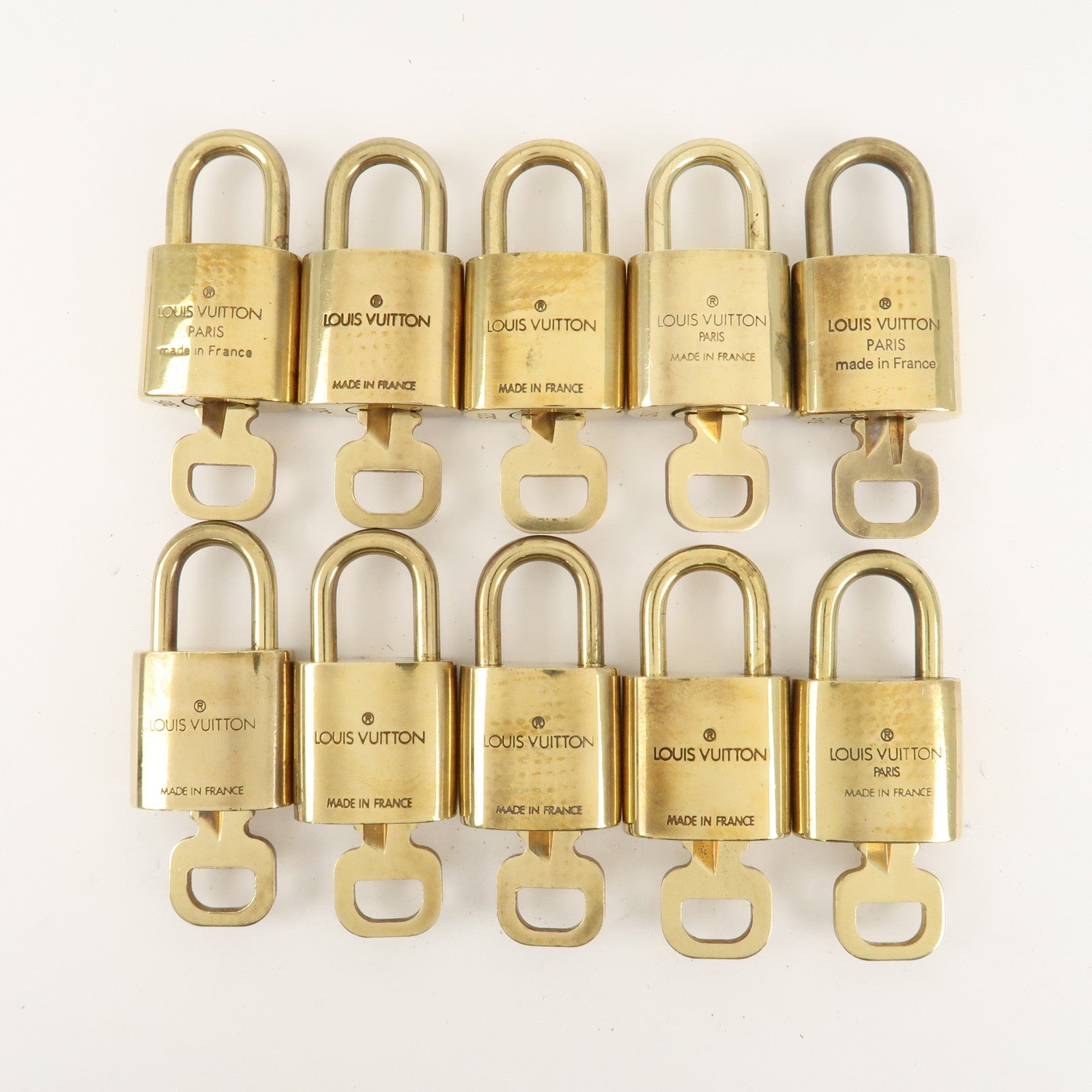 Louis Vuitton Set of 10 Lock & Key Cadena Key Lock Metal Gold Used