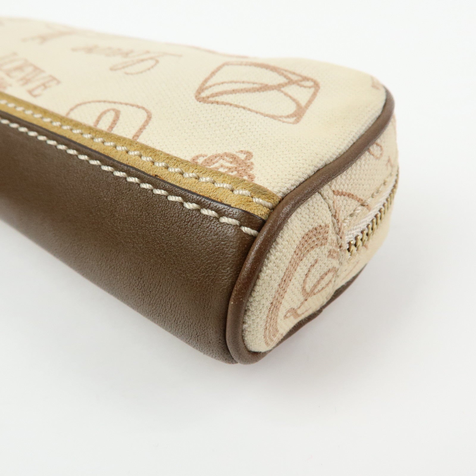 LOEWE Anniversary Canvas Leather Pouch Cosmetic Pouch Ivory Brown