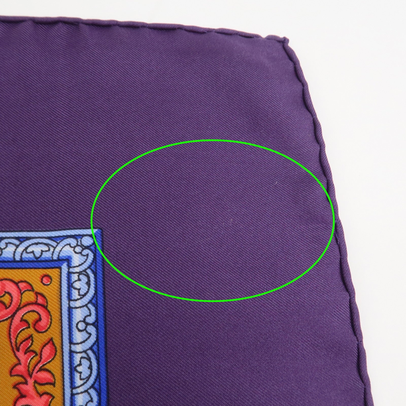 HERMES Carre 90 Silk 100% Scarf QALAMDAN Purple Orange