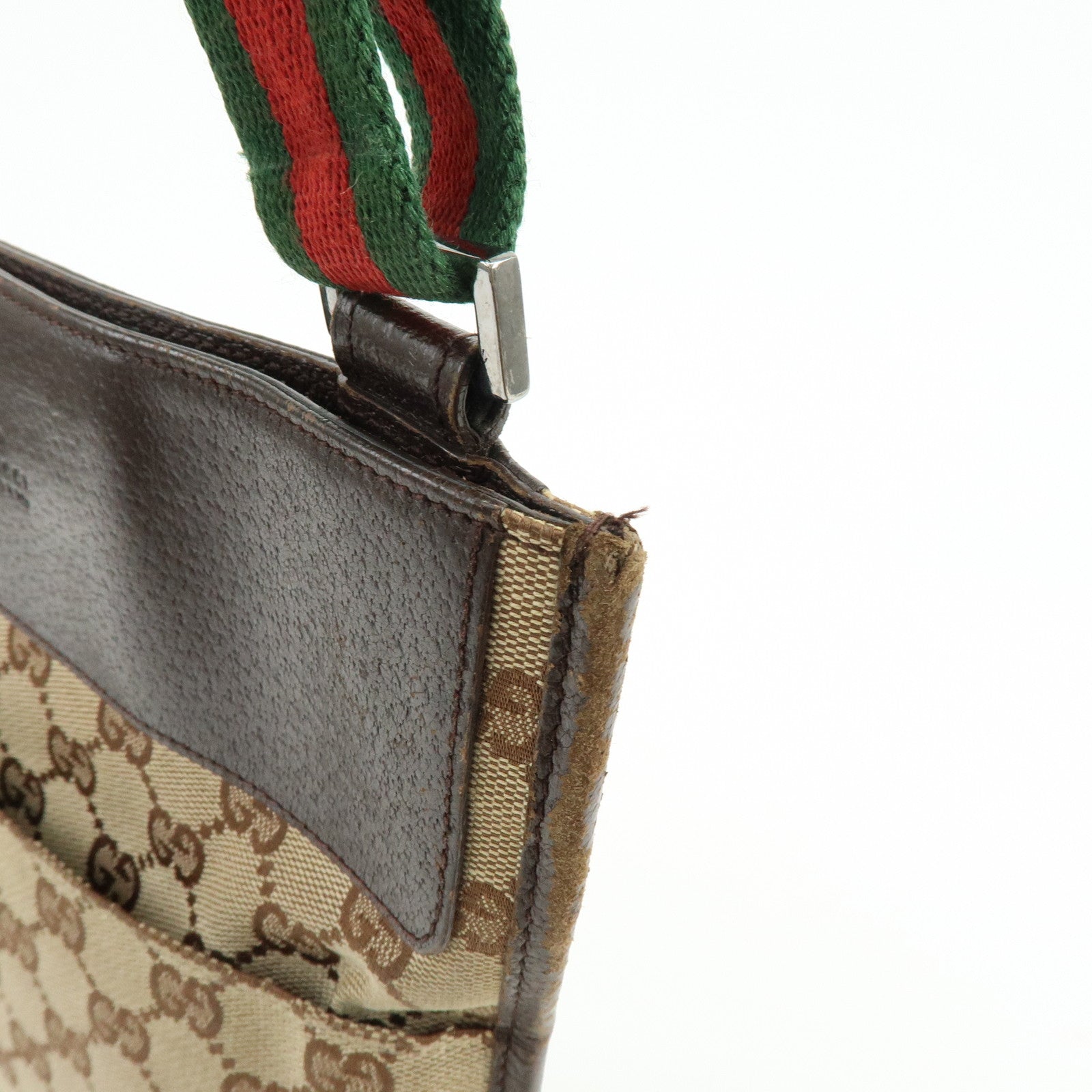 GUCCI Sherry GG Canvas Leather Shoulder Crossbody Bag Brown 27639