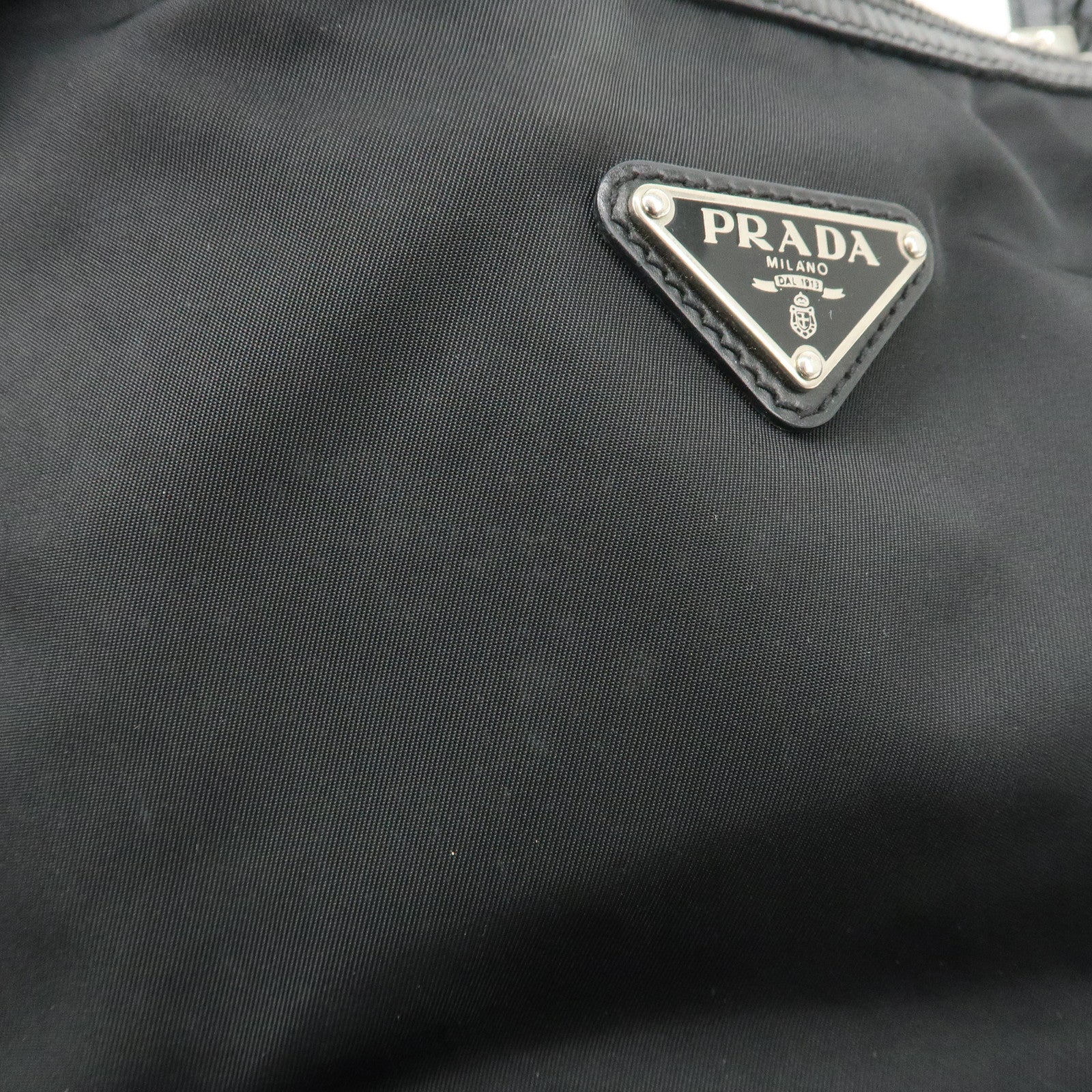 PRADA Triangle Logo Nylon Leather Shoulder Bag Hand Bag Black BR3121 Used