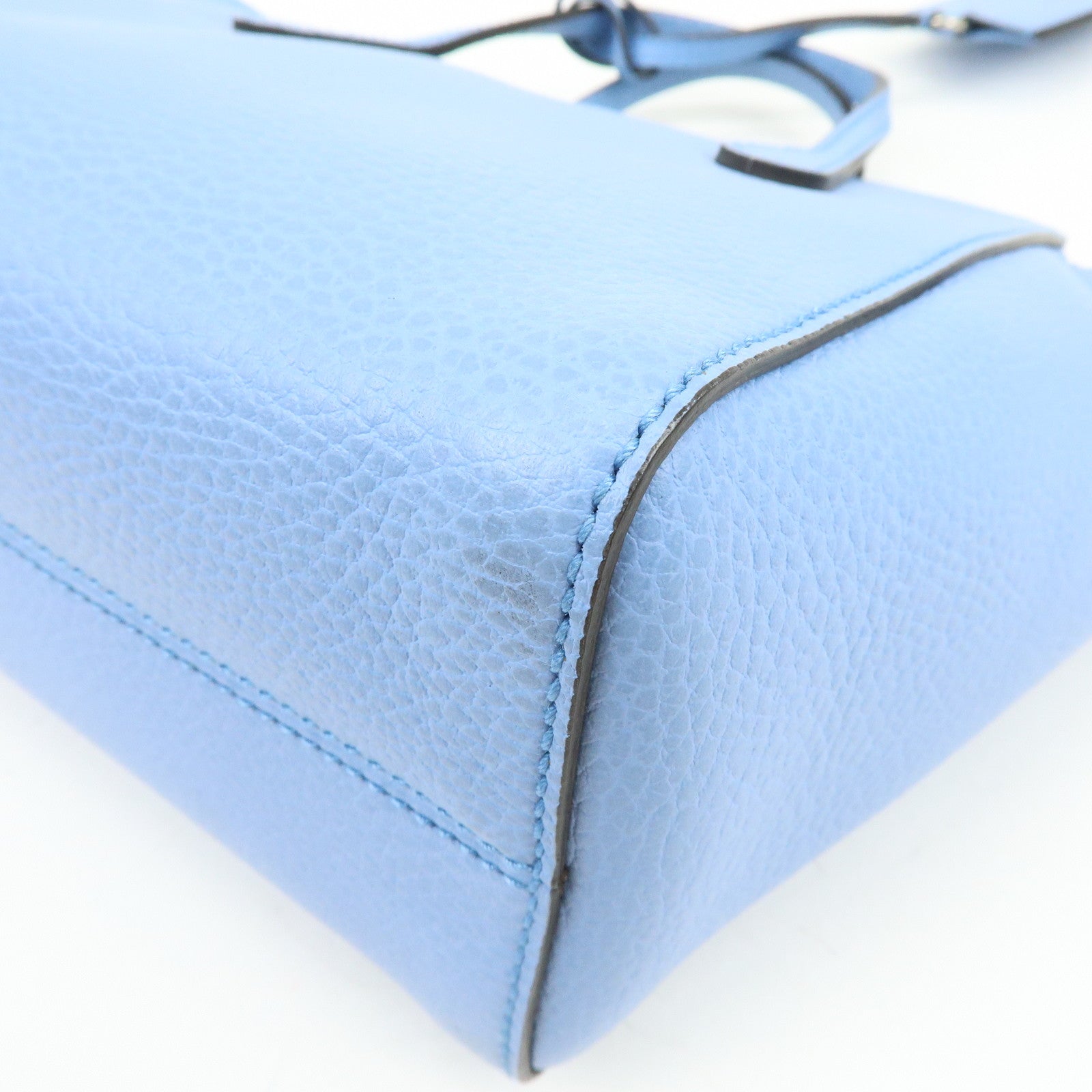 GUCCI Interlocking G Leather 2Way Bag Hand Bag Light Blue 368827