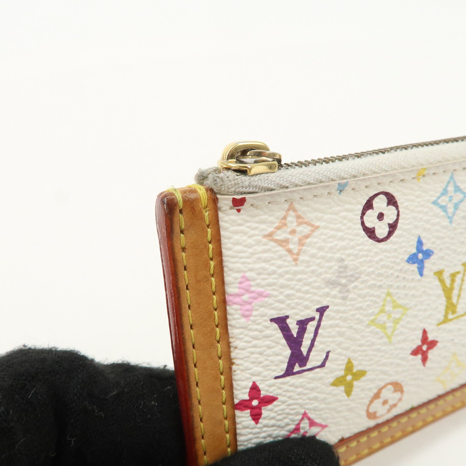 Louis Vuitton Monogram Multicolor Pochette Cles Coin Case Blanc M92655 Used