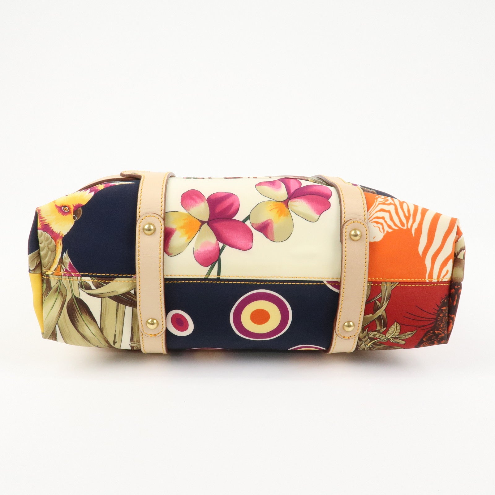 Ferragamo Gancini Nylon Leather Tote bag Shoulder Bag Multicolor
