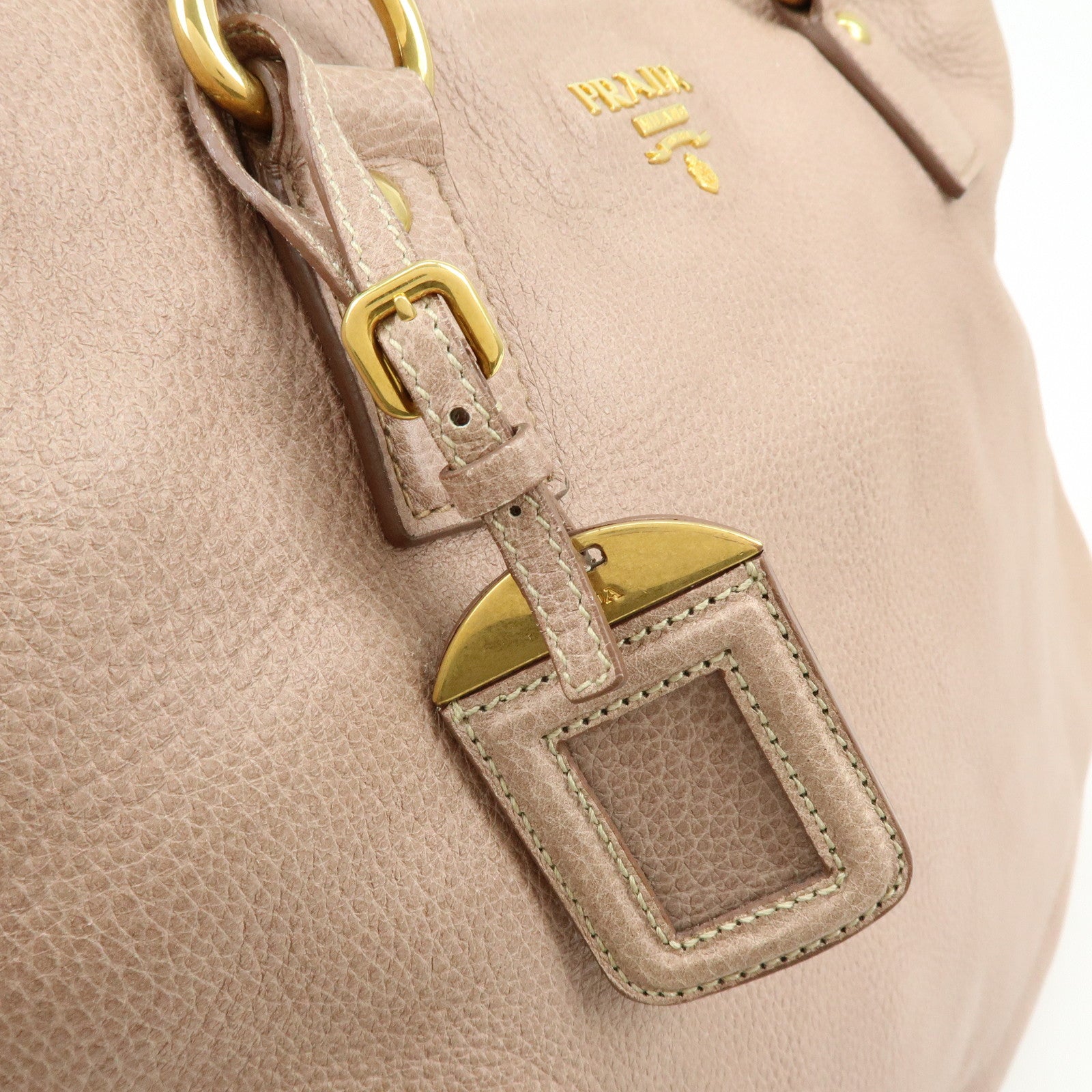 PRADA Logo Leather Tote Bag Shoulder Bag Pink