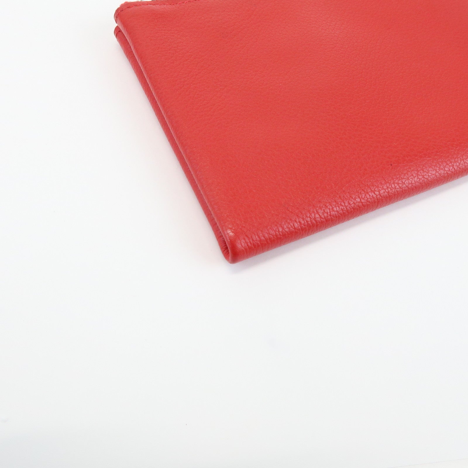 HERMES Logo Leather Atout PM Pouch Cosmetic Pouch Red