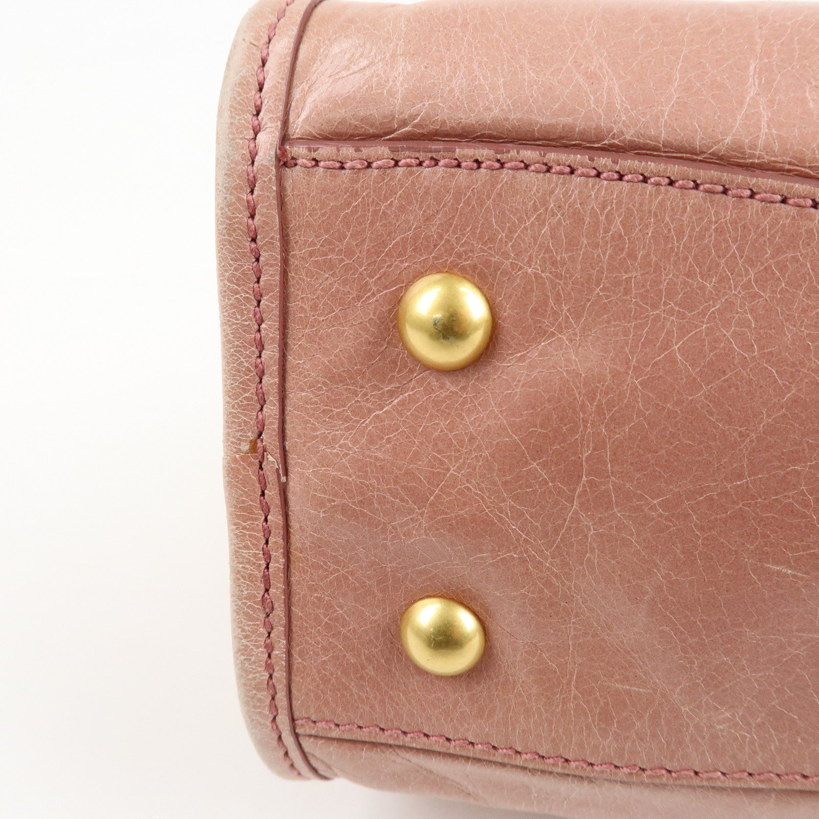 MIU MIU Leather 2Way Bag Shoulder Bag Hand Bag Pink Used