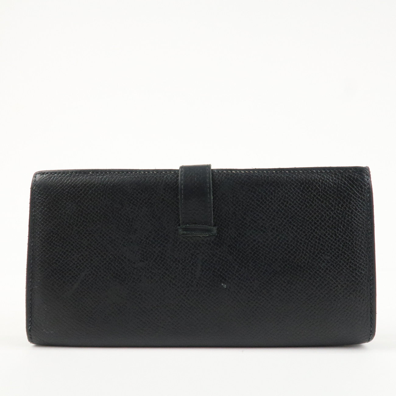 HERMES Epson Bearn Soufflet Long Wallet C Stamped Black Used