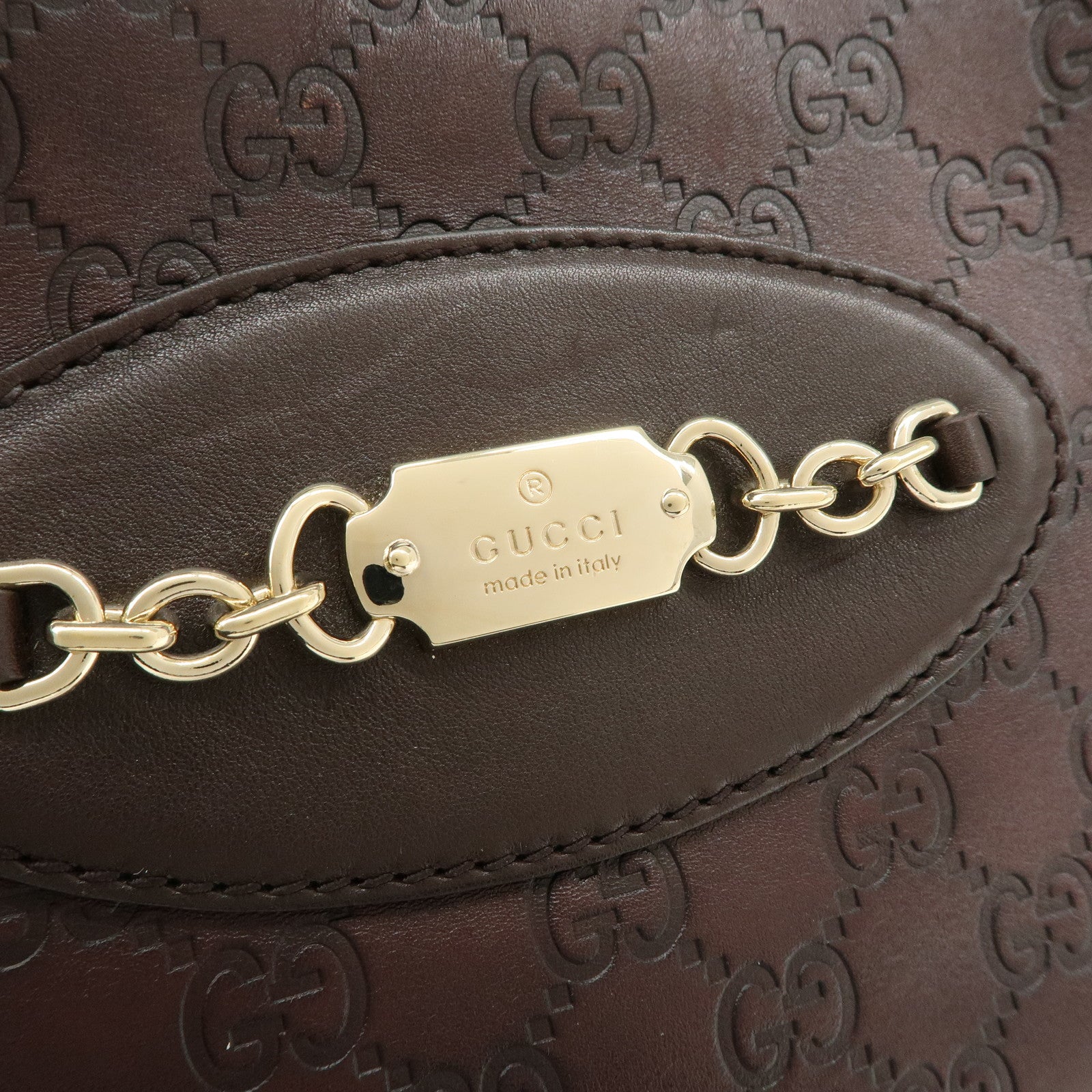 GUCCI Guccissima Leather Shoulder Bag Hand Bag Dark Brown 145781 Used