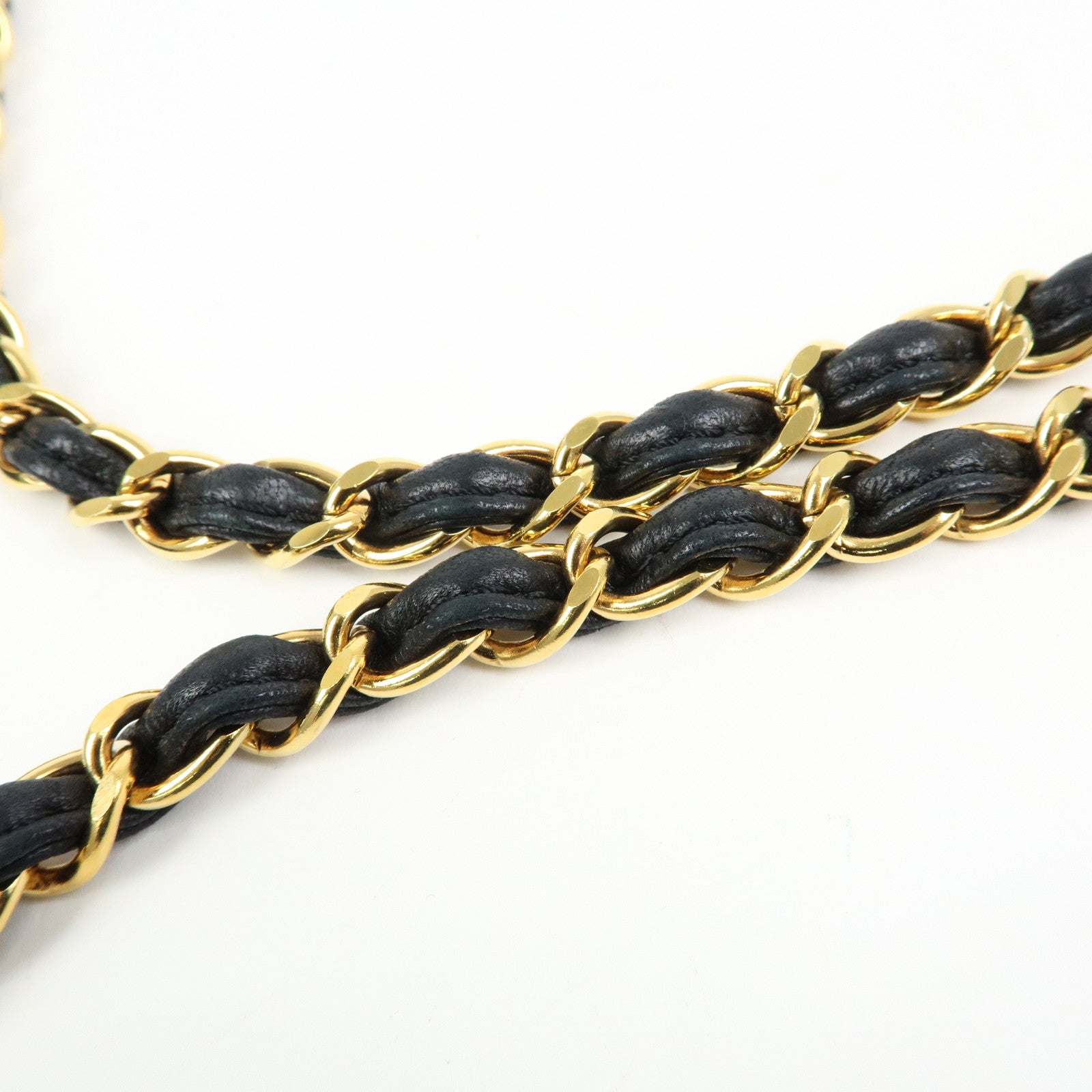 CHANEL Matelasse Lamb Skin Chain Shoulder Bag Black Gold