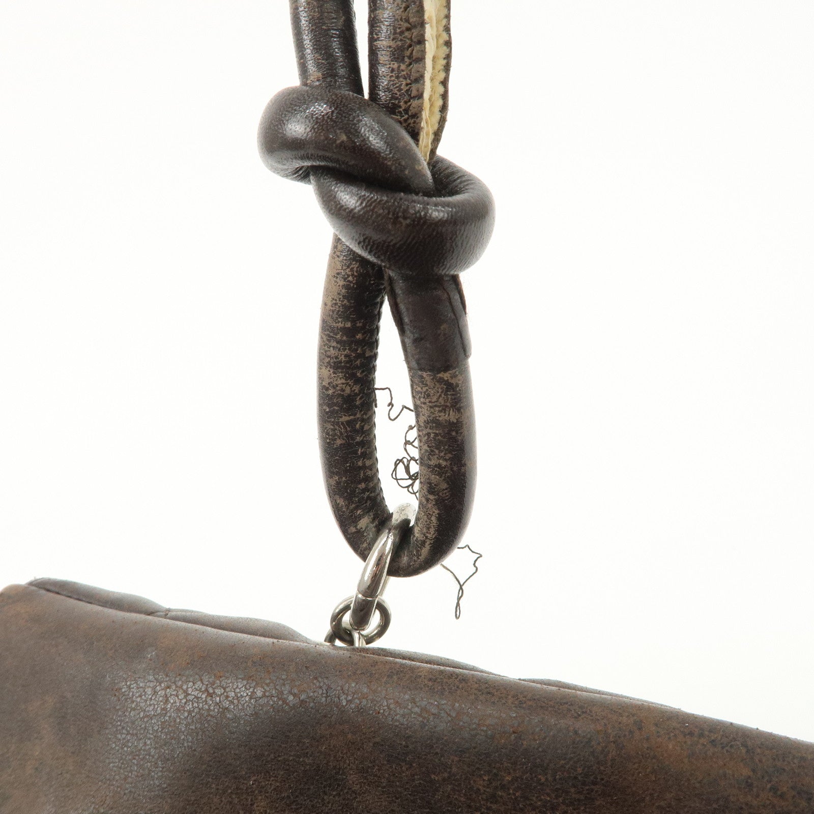 CHANEL Cambon Line Lamb Skin Bowling Bag Hand Bag Brown A25171 Used