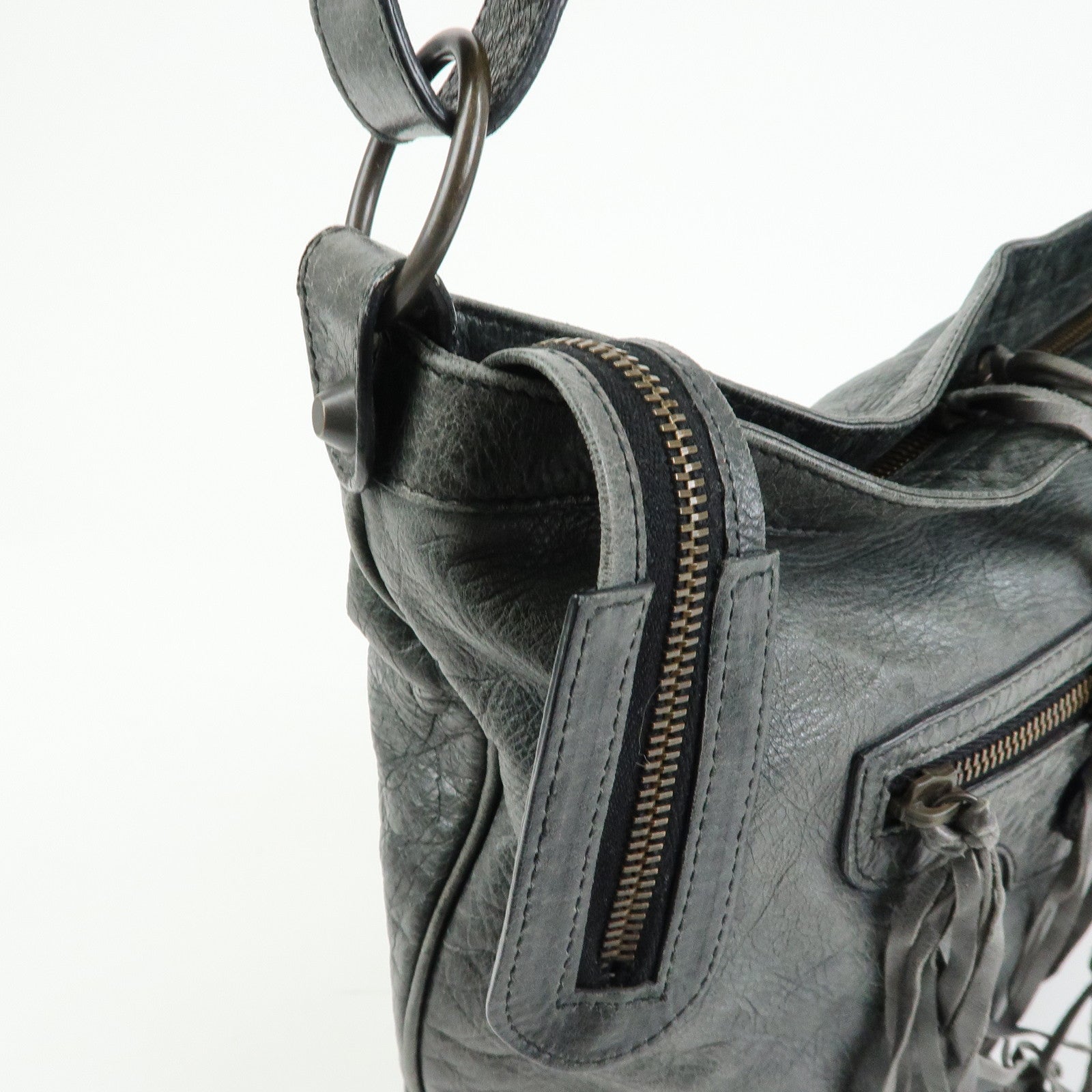 BALENCIAGA Leather The Messenger Bag Shoulder Crossbody Bag 177289
