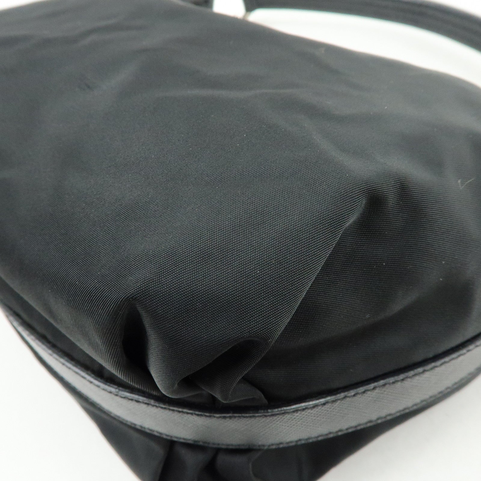 PRADA Triangle Logo Nylon Saffiano Leather Shoulder Bag BR3332