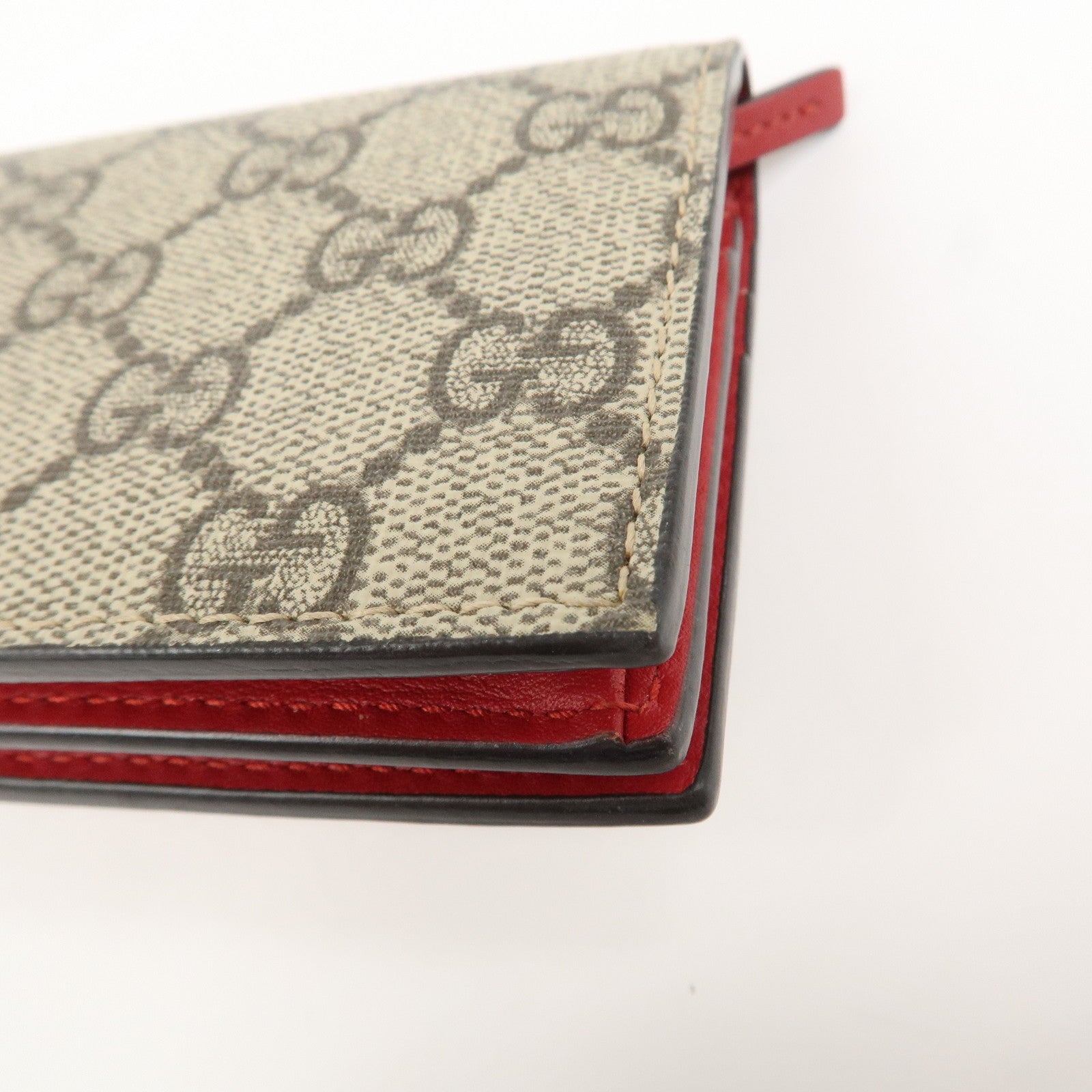 GUCCI Interlocking G GG Supreme Cherry Compact Wallet Beige 476050