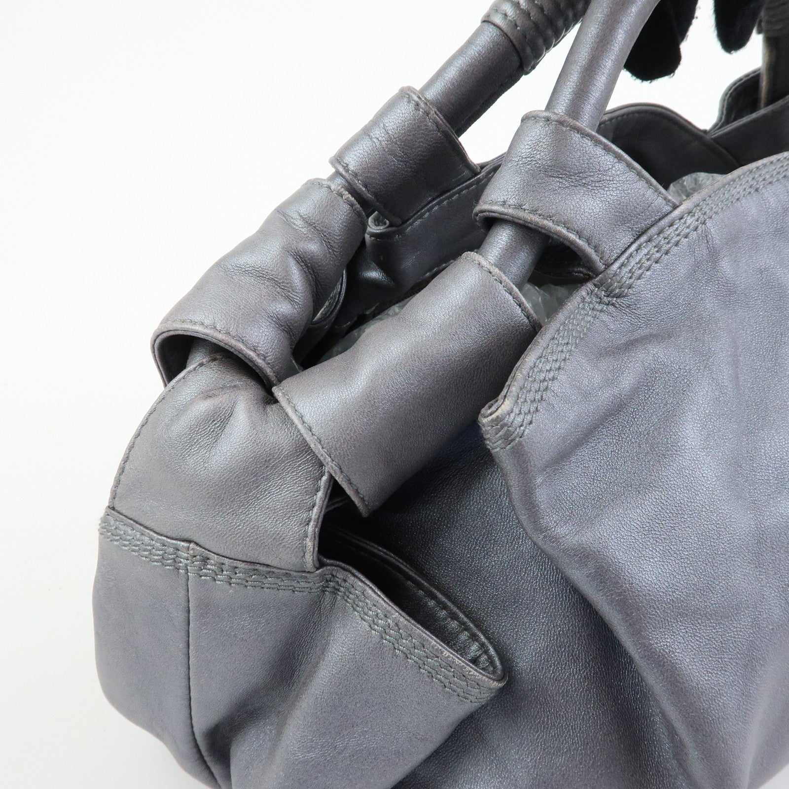 LOEWE Anagram Leather Nappa Aire Hand Bag Tote Bag Gray