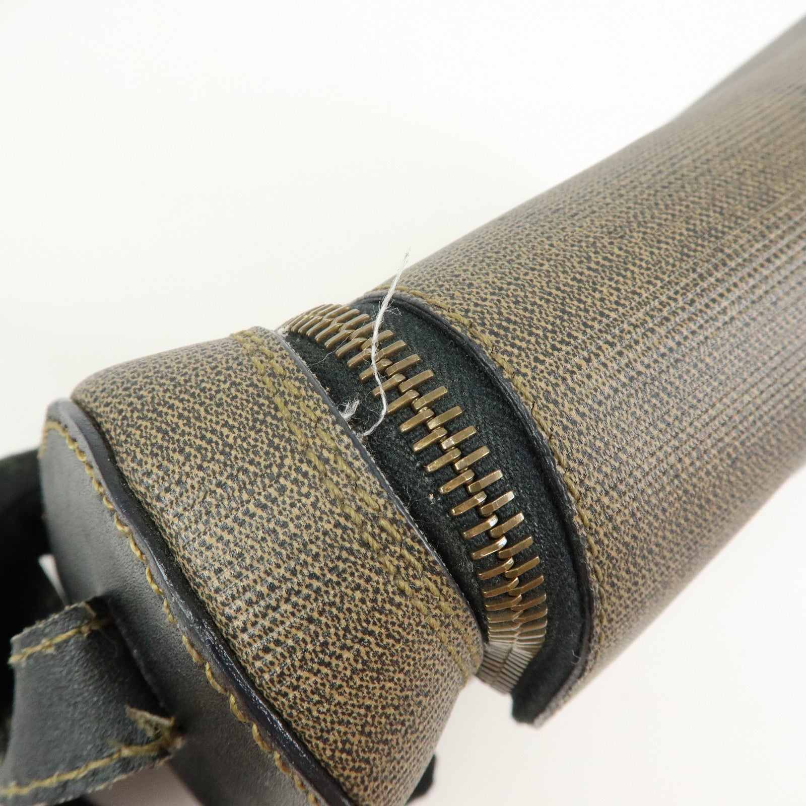 FENDI PVC Canvas Leather Shoulder Bag Crossbody Bag Brown 25933