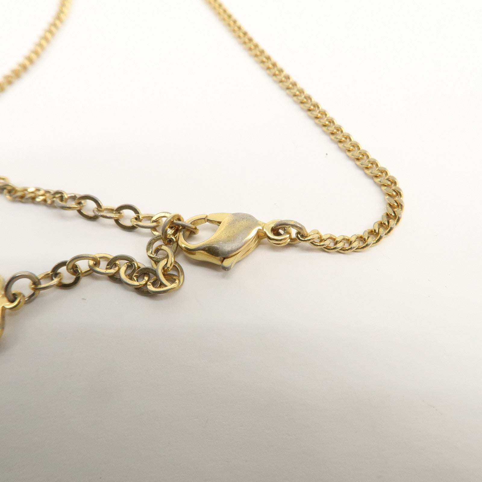 Christian Dior Logo Metal Rhinestone Necklace Gold
