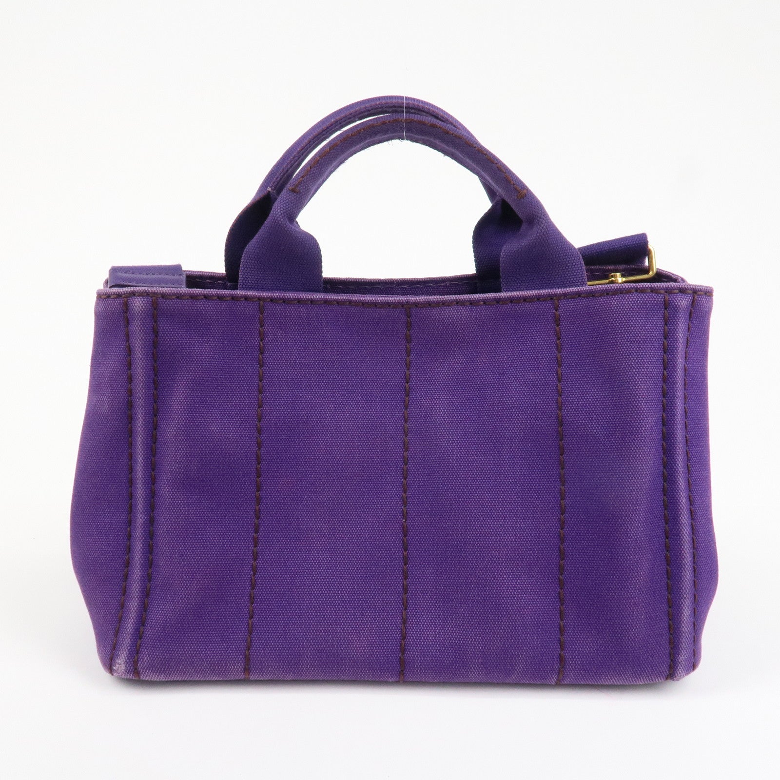 PRADA Logo Canapa Mini Canvas 2Way Tote Shoulder Bag Purple BN2439 Used