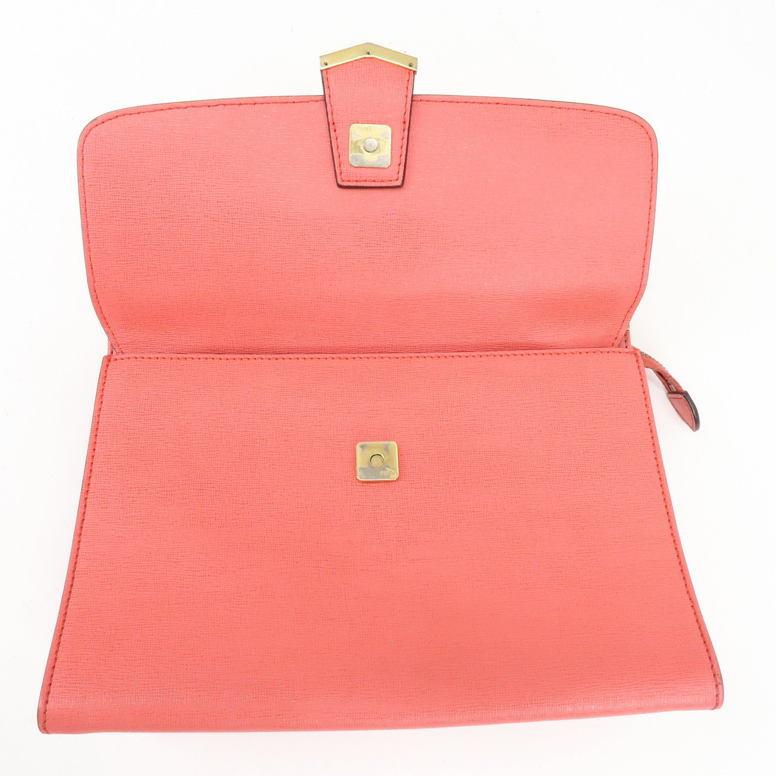 FENDI Demi Jour Leather 2Way Bag Hand Bag Shoulder Bag Coral 8BT222