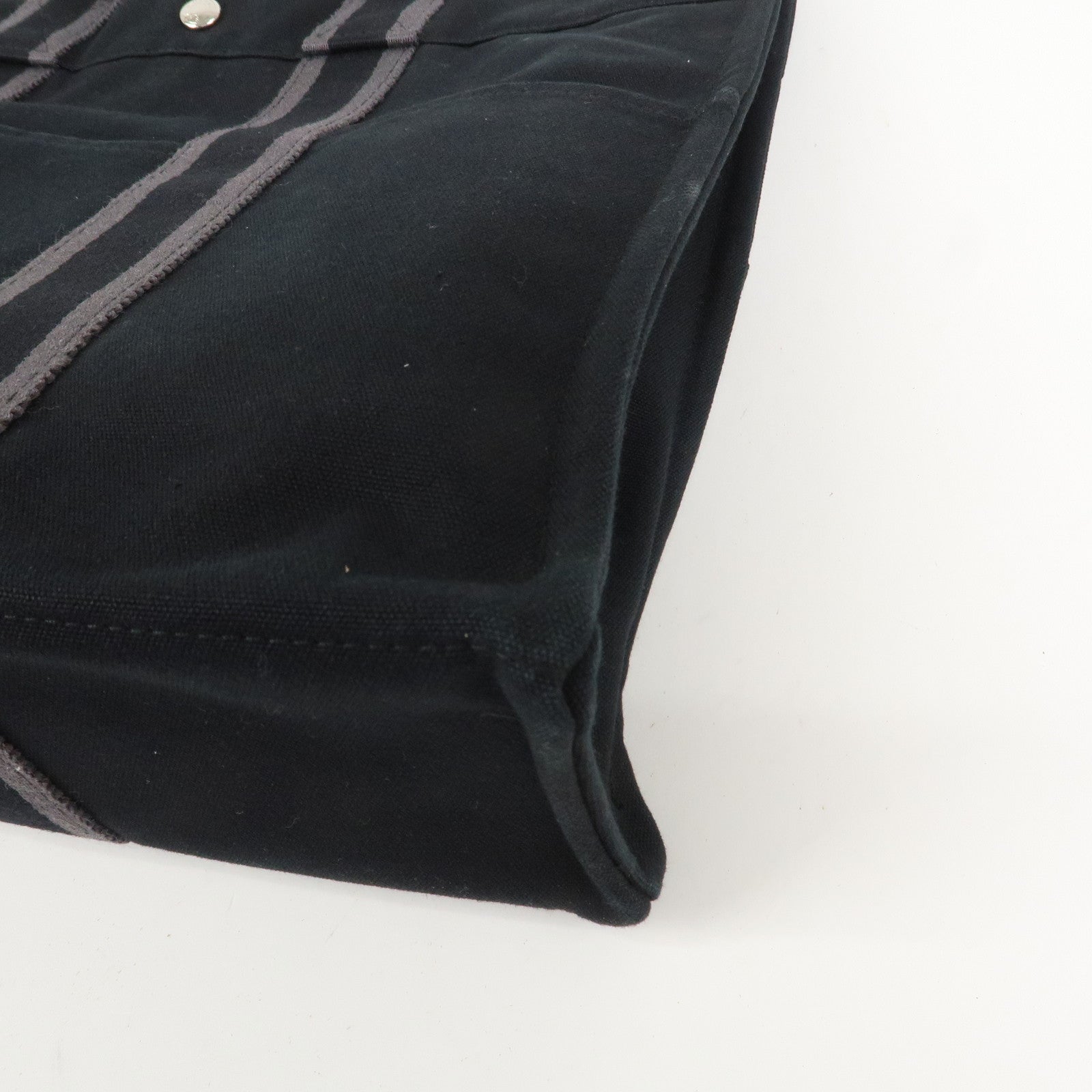 HERMES Fourre Tout MM Canvas Tote Bag Hand Bag Black