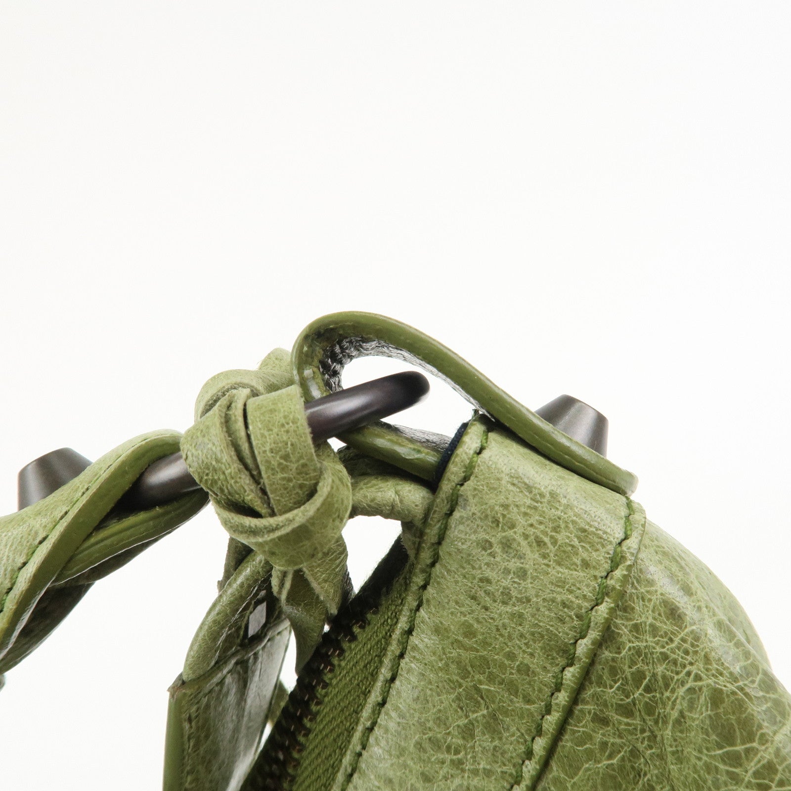 BALENCIAGA Leather The Day Shoulder Bag Green 140442