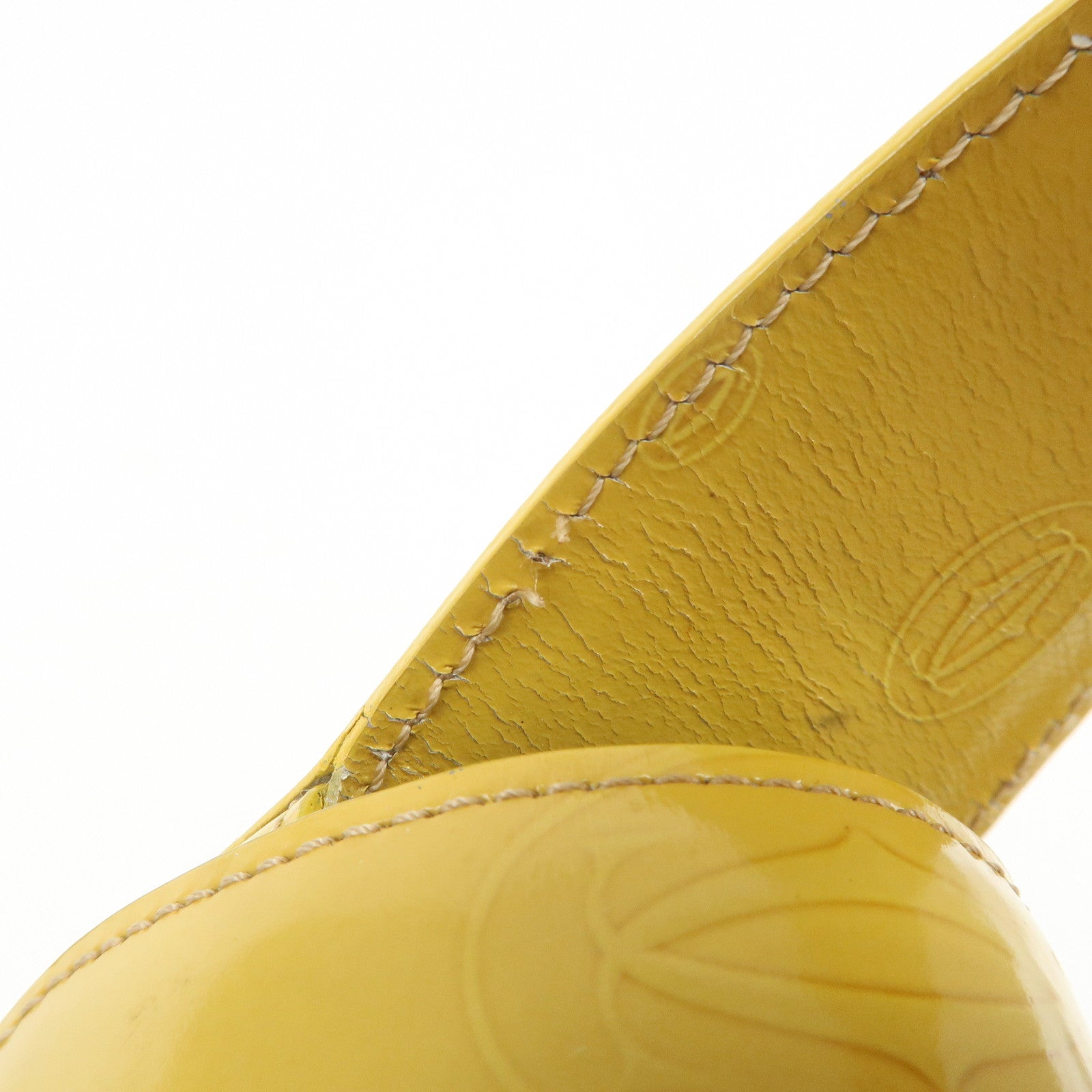 Cartier Happy Birthday Patent Leather Shoulder Bag Hand Bag Yellow